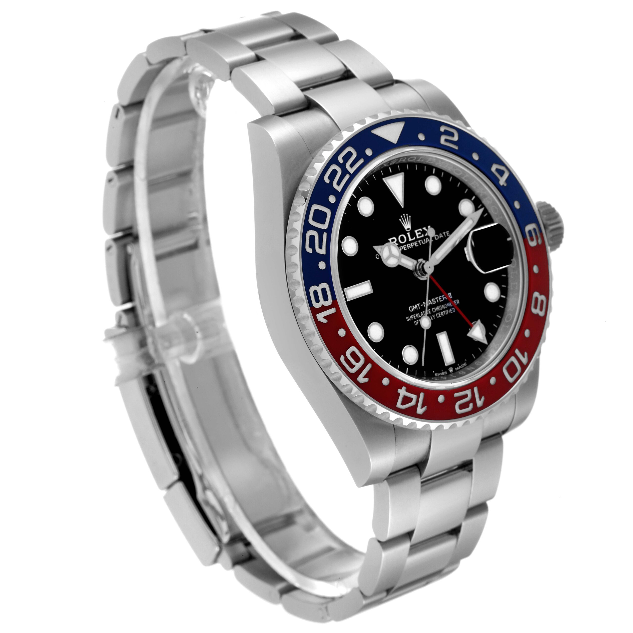Rolex GMT Master II Pepsi Bezel Oyster Steel Mens Watch 126710 Unworn