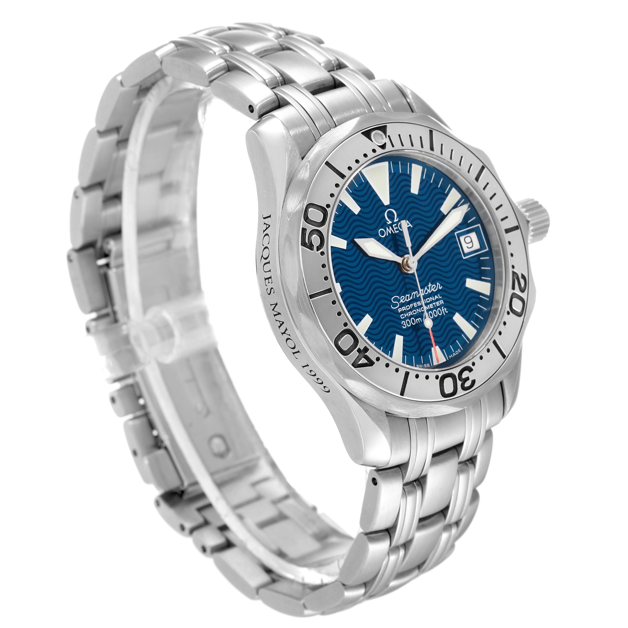 Omega Seamaster Midsize Jacques Mayol Blue Dial Steel Limited Edition Mens Watch 2554.80.00