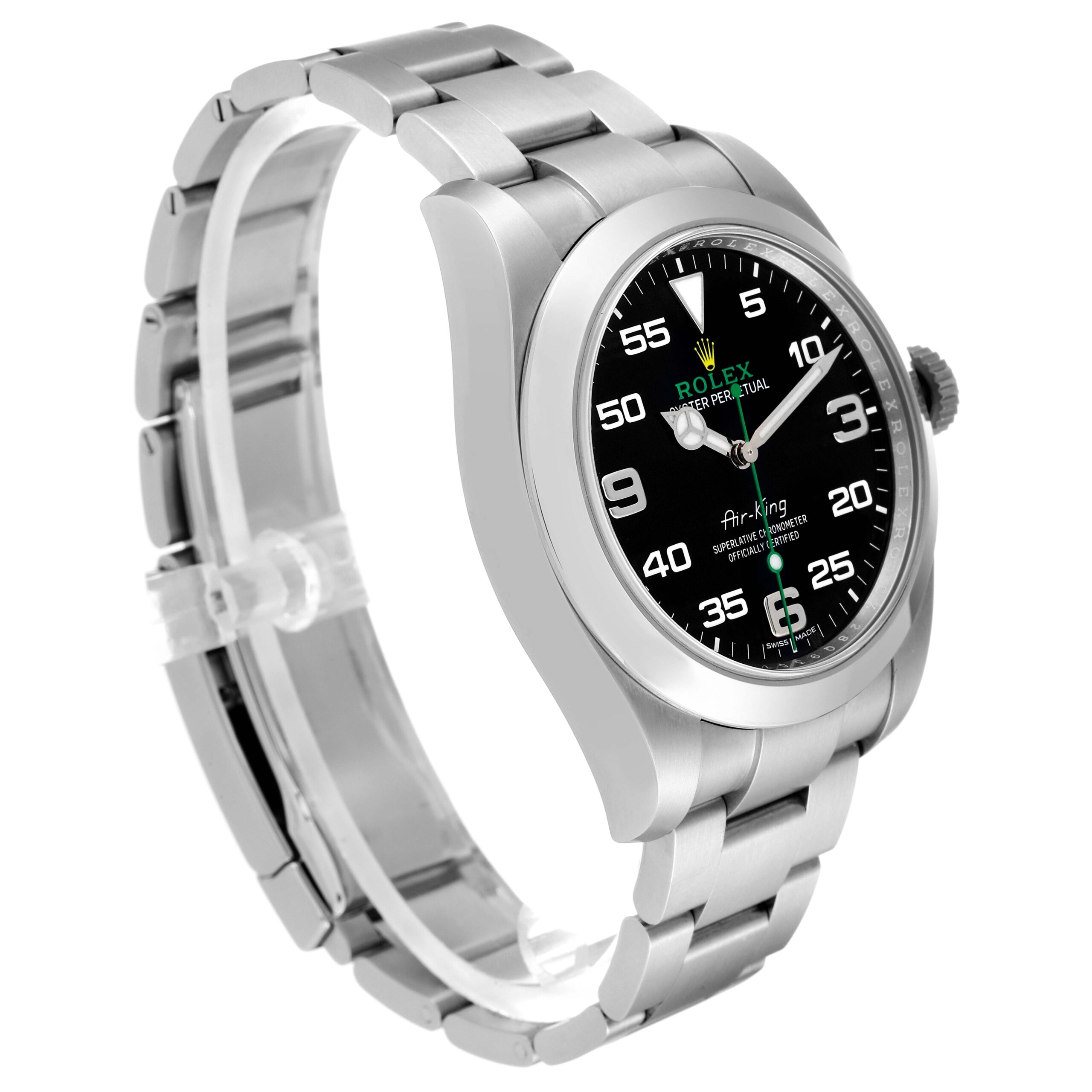 Rolex Oyster Perpetual Air King Green Hand Steel Mens Watch 116900