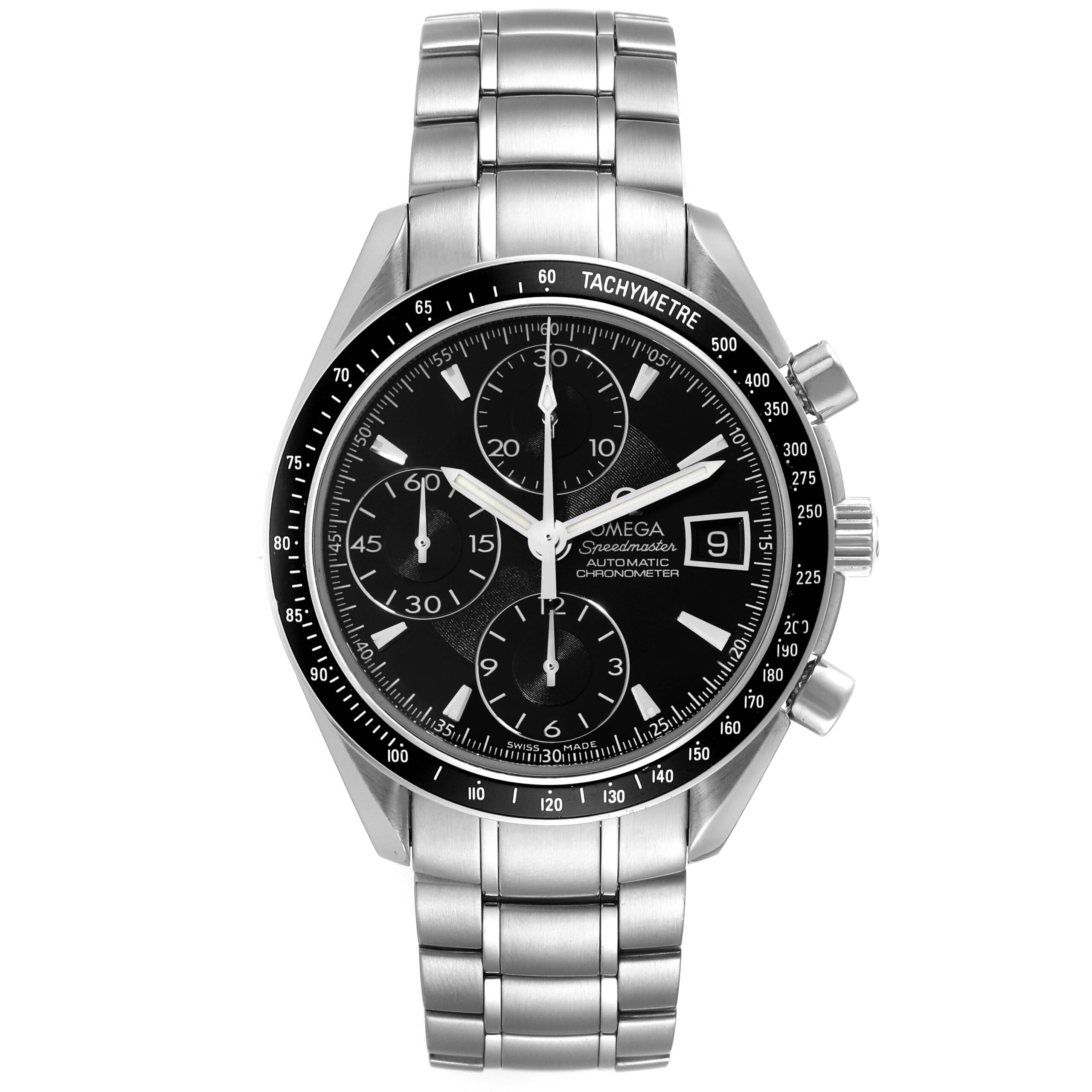 Omega Speedmaster Date Chronograph Black Dial Mens Watch 3210.50.00 Box Card