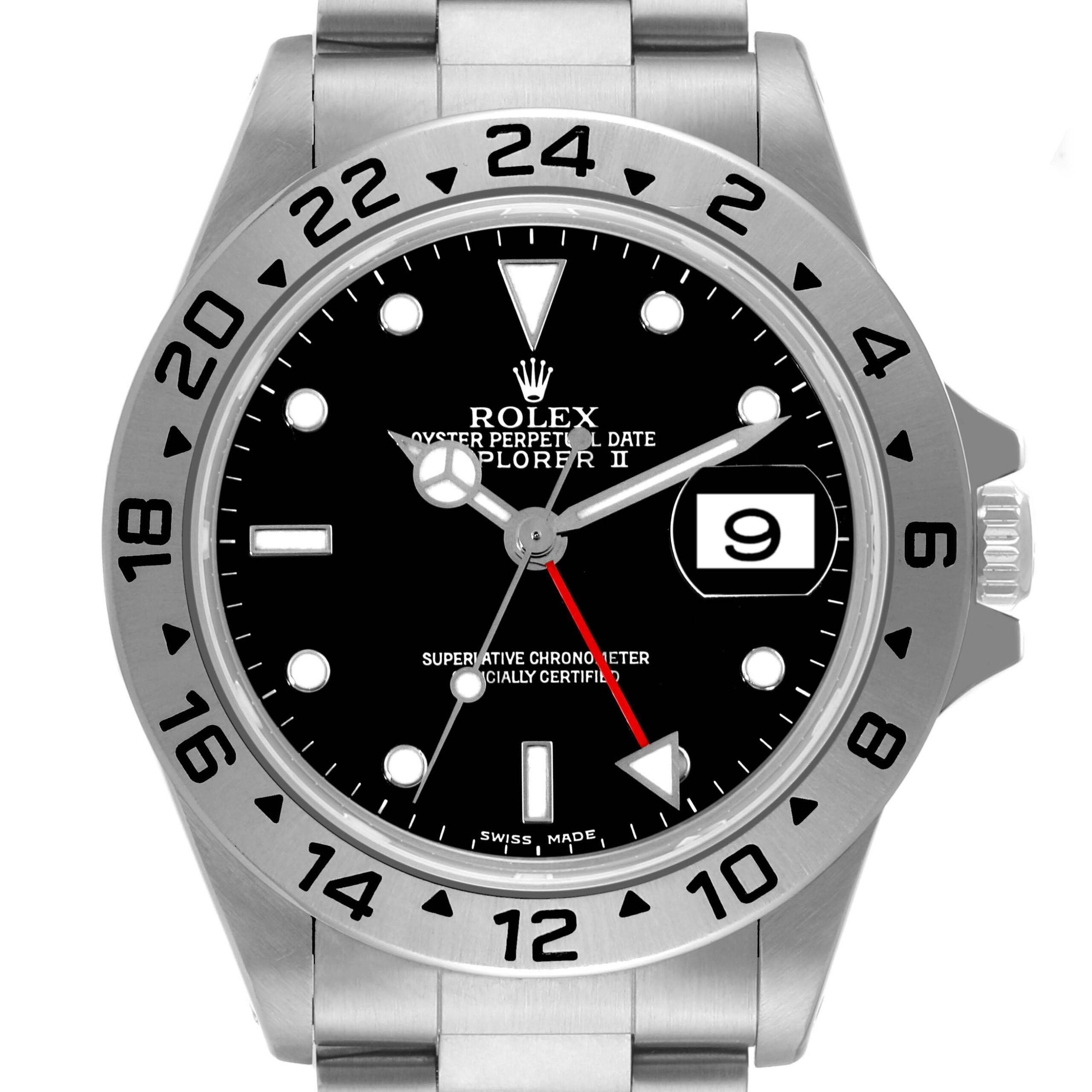 Rolex Explorer II Black Dial Parachrom Hairspring Mens Watch 16570 Box Papers