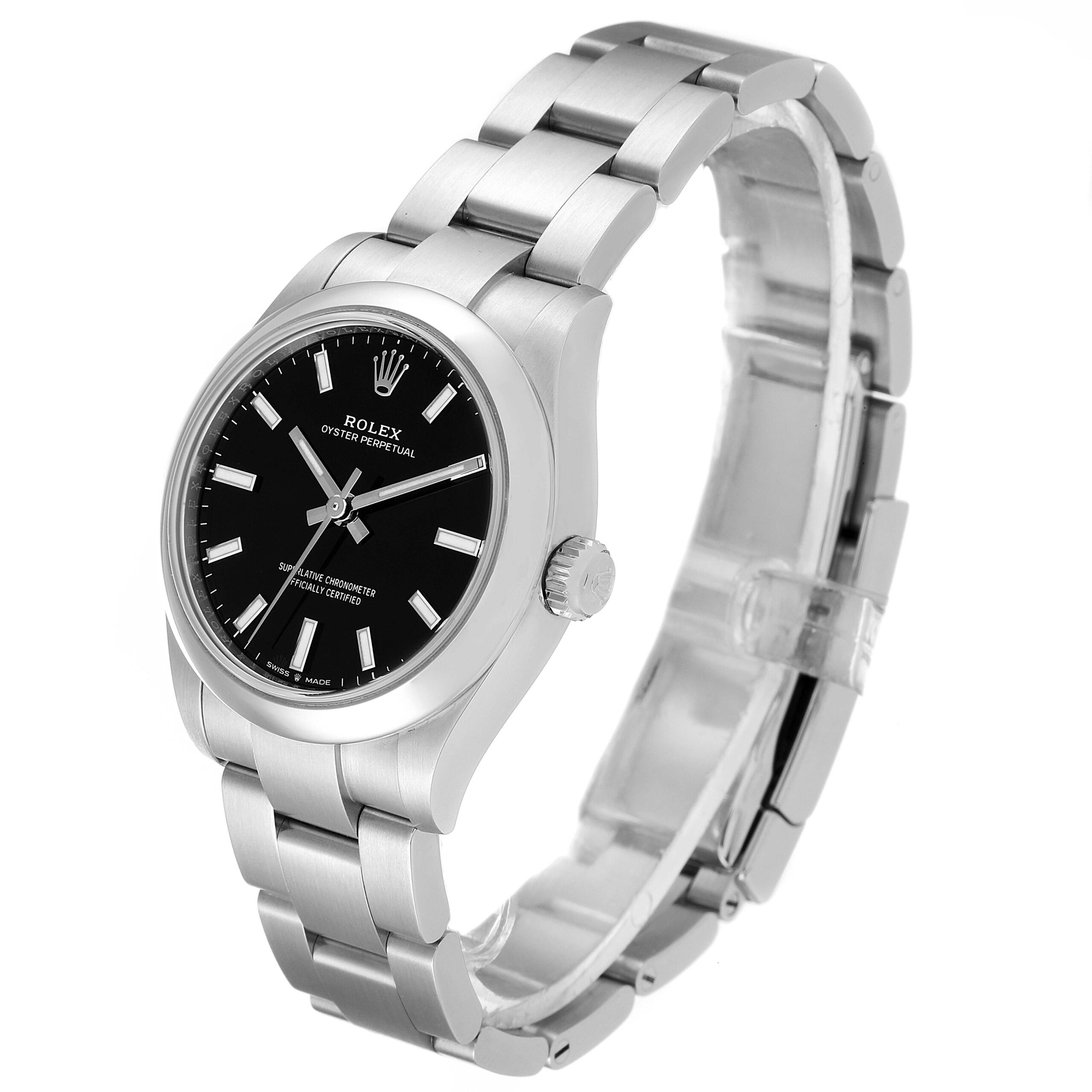 Rolex Midsize 31mm Black Dial Automatic Steel Ladies Watch 277200 Box Card