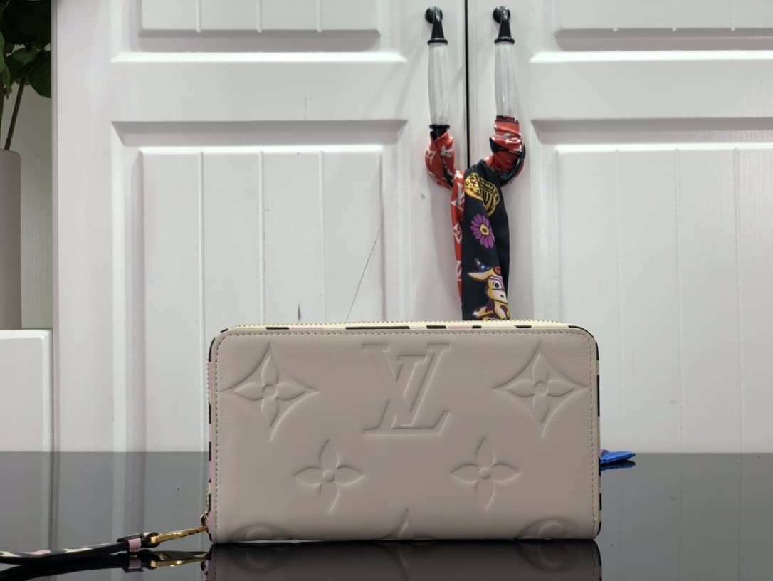 Louis Vuitton Monogram Empreinte Leather with Animal-Print Zippy Wallet Replica White M80680