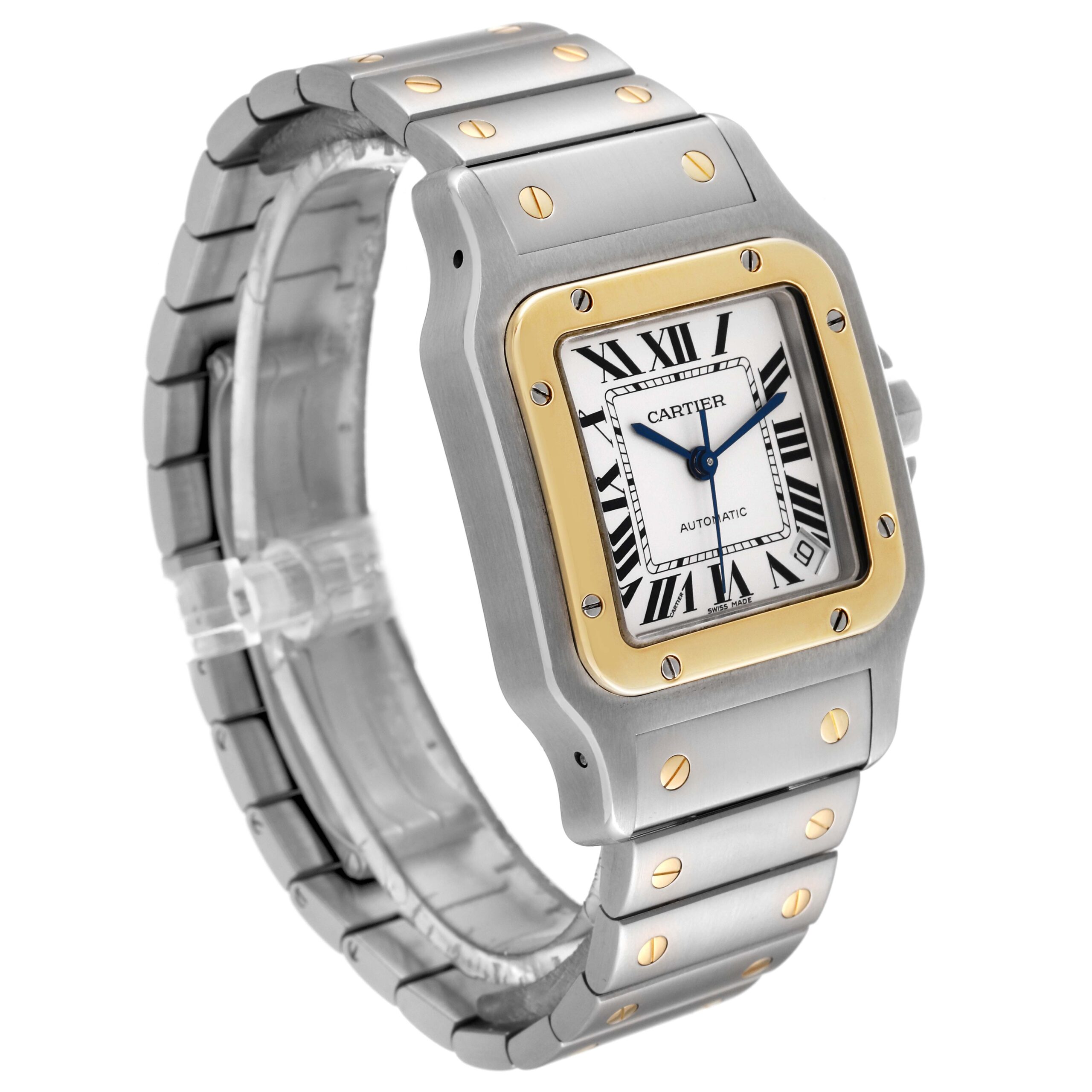 Cartier Santos Galbee XL Steel Yellow Gold Mens Watch W20099C4 Papers