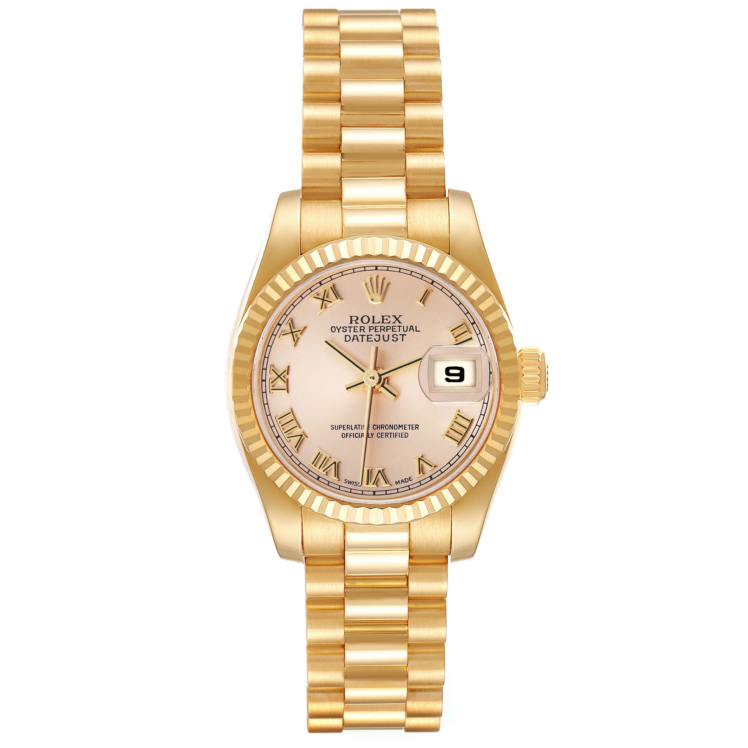 Rolex President Datejust Yellow Gold Ladies Watch 179178