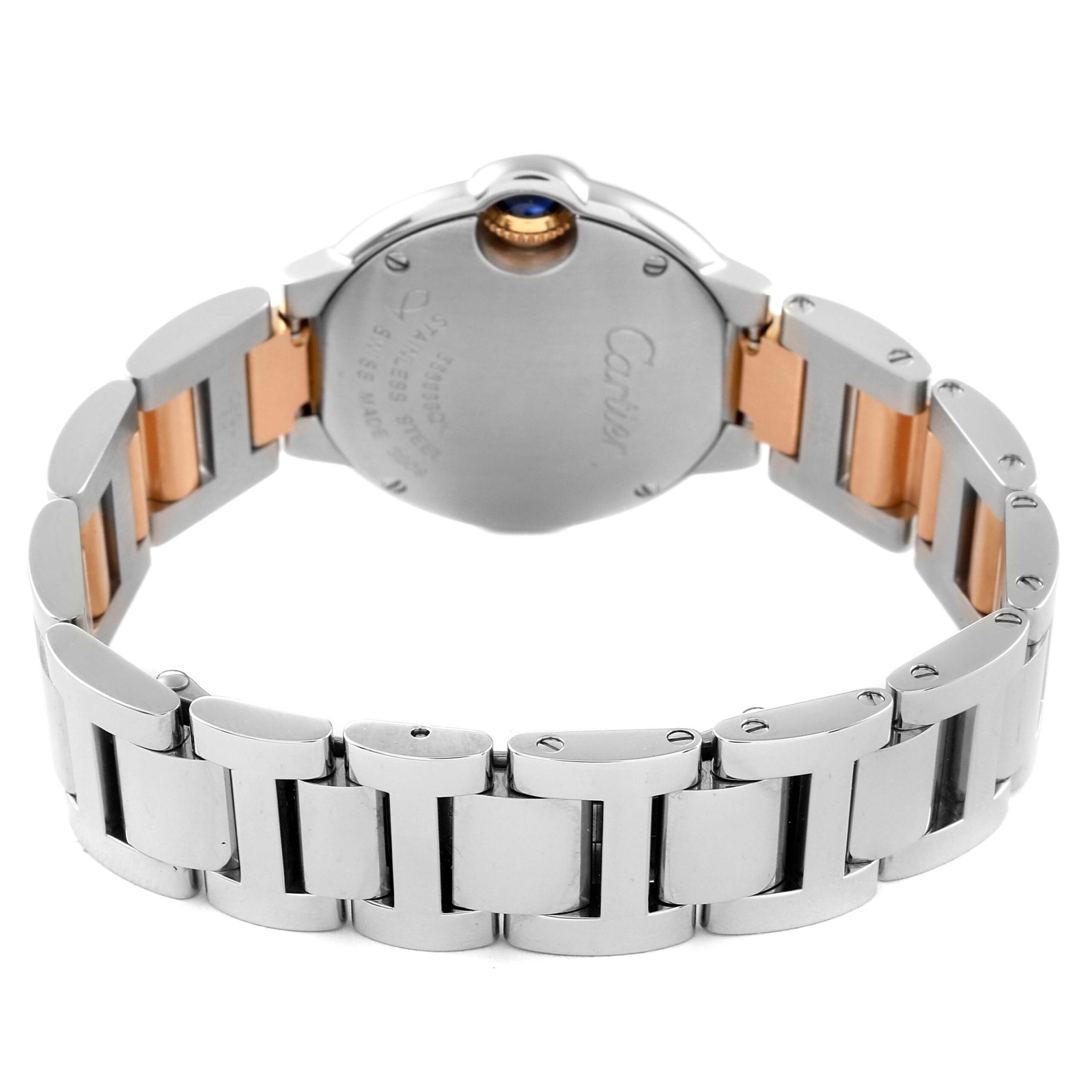 Cartier Ballon Bleu Steel Rose Gold Pink MOP Dial Watch W6920034 Box Papers