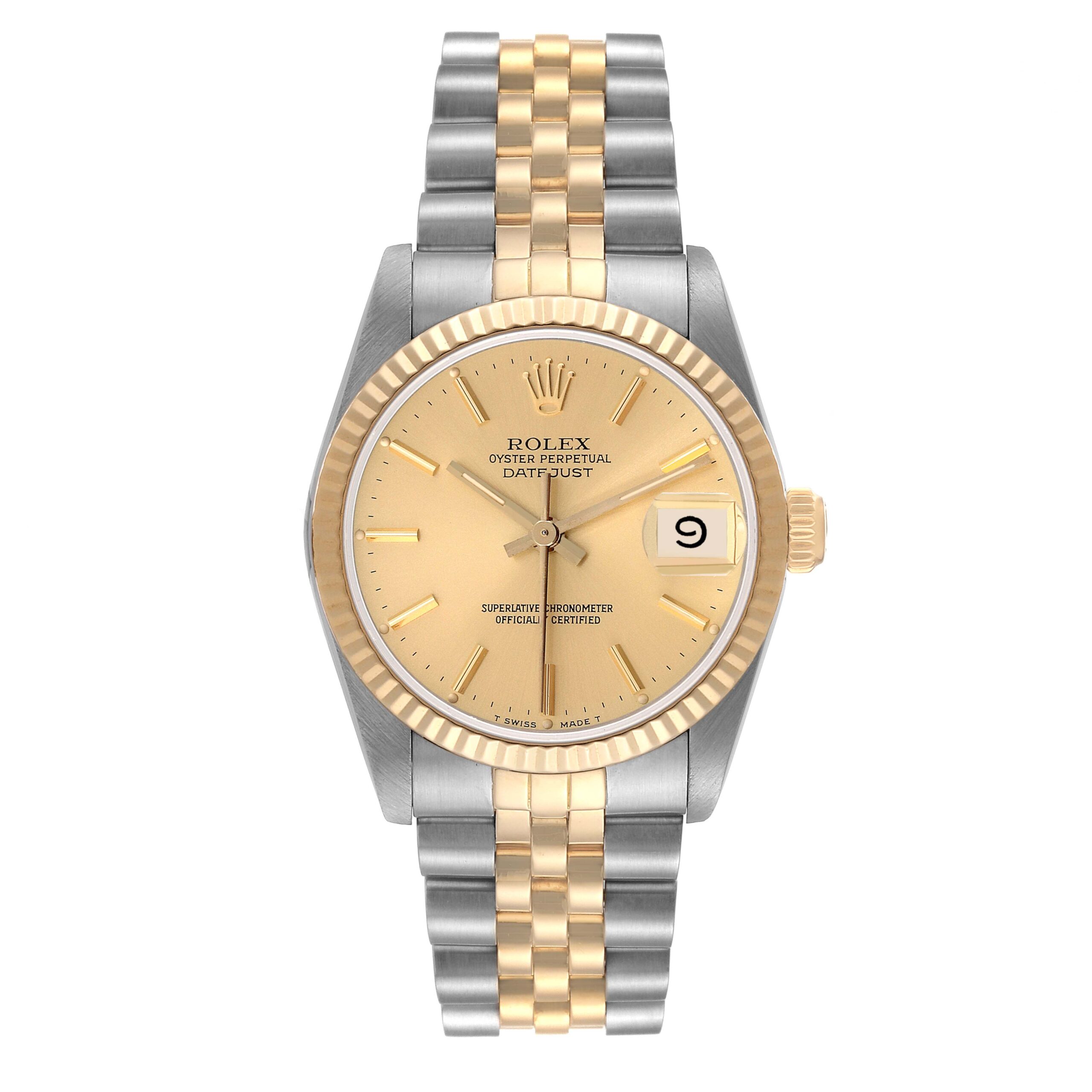 Rolex Datejust Midsize Steel Yellow Gold Ladies Watch 68273 Box Papers