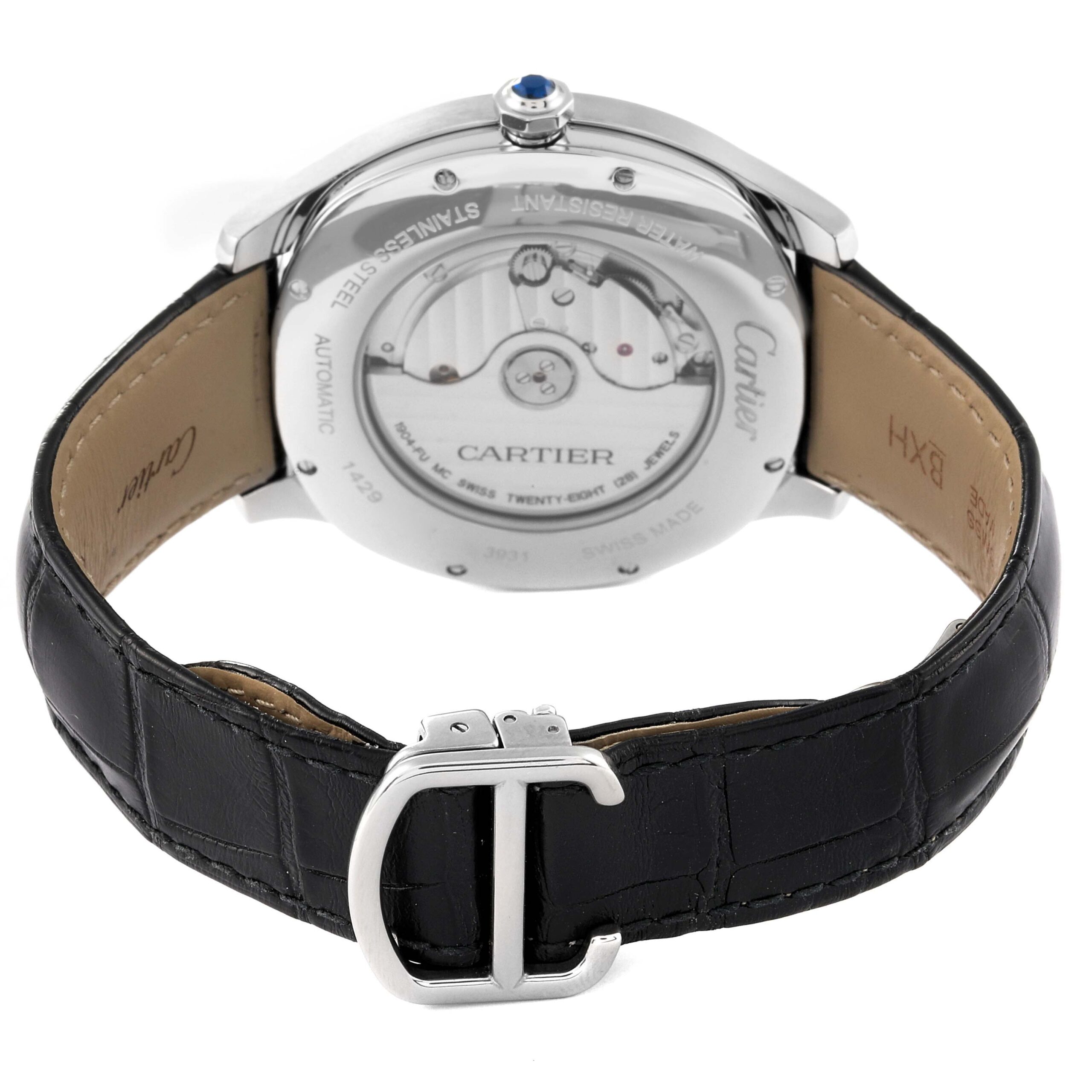 Cartier Drive Retrograde Large Day Night Indicator Steel Mens Watch WSNM0005 Box Card