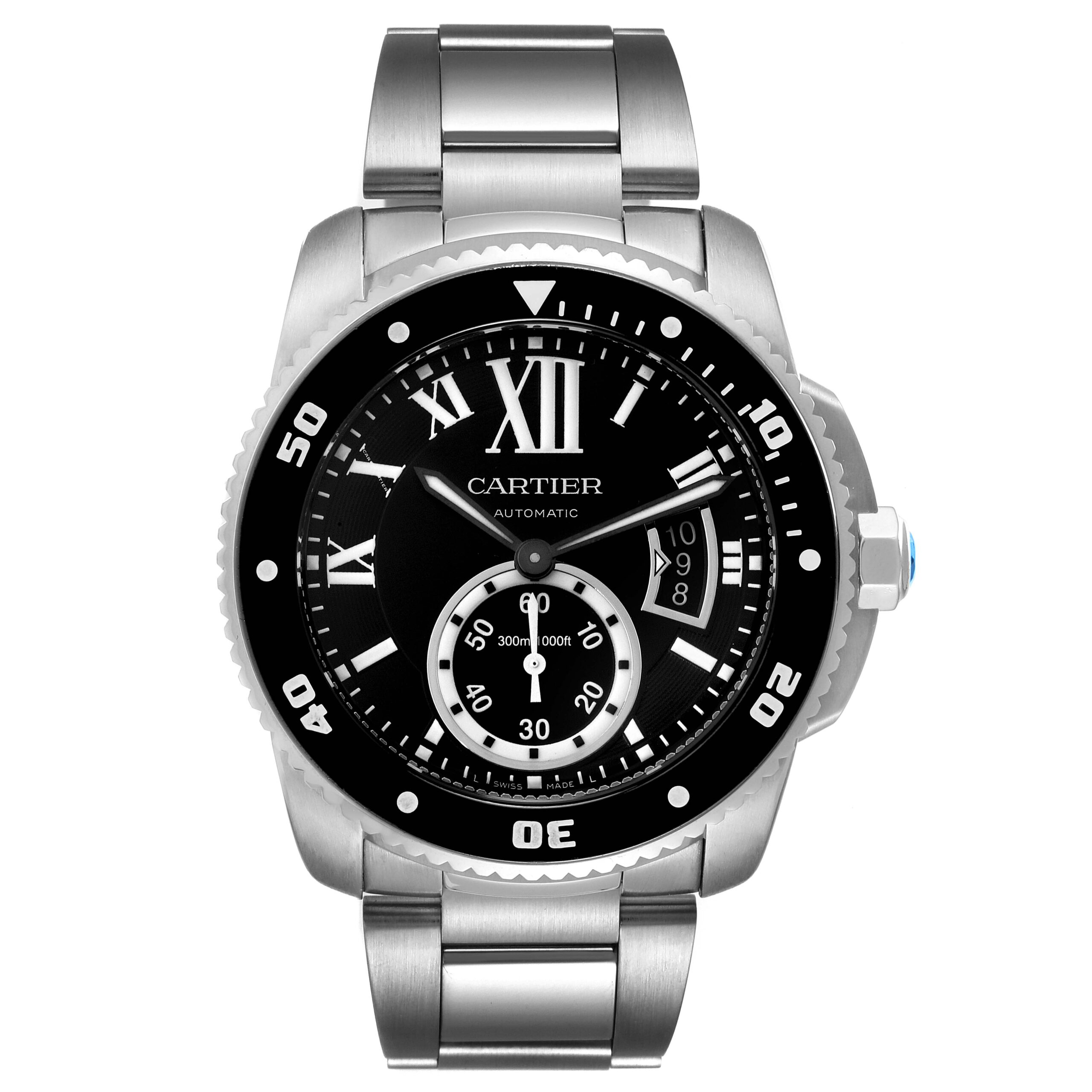 Cartier Calibre Black Dial Automatic Steel Mens Watch W7100057