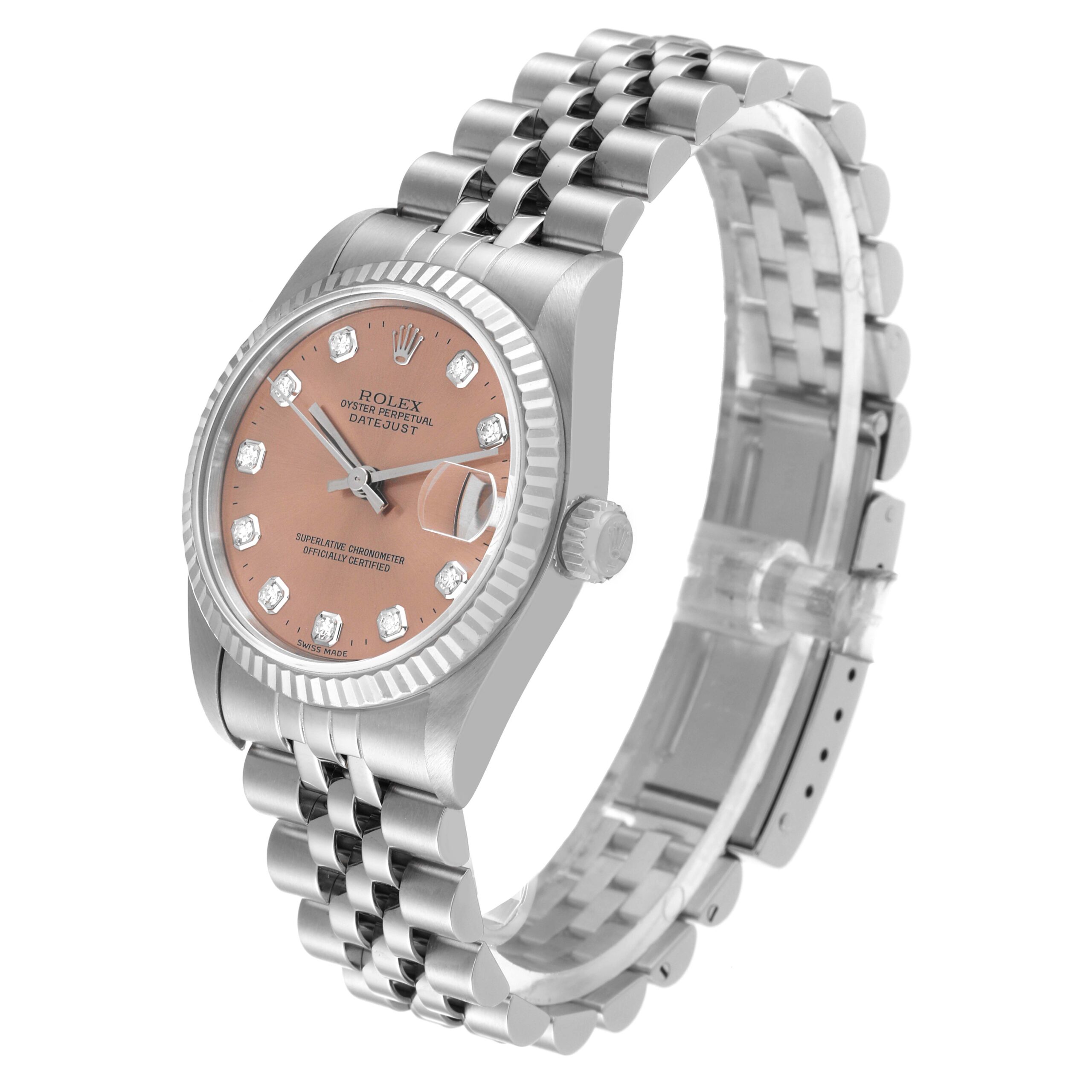 Rolex Datejust Midsize Steel White Gold Diamond Ladies Watch 68274