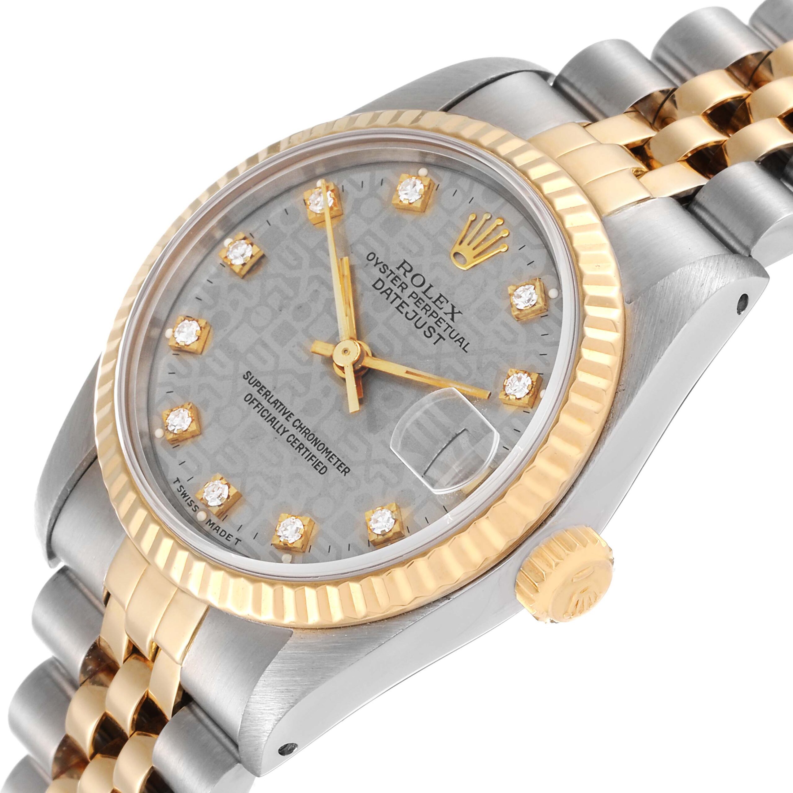 Rolex Datejust Midsize Steel Yellow Gold Diamond Dial Ladies Watch 68273