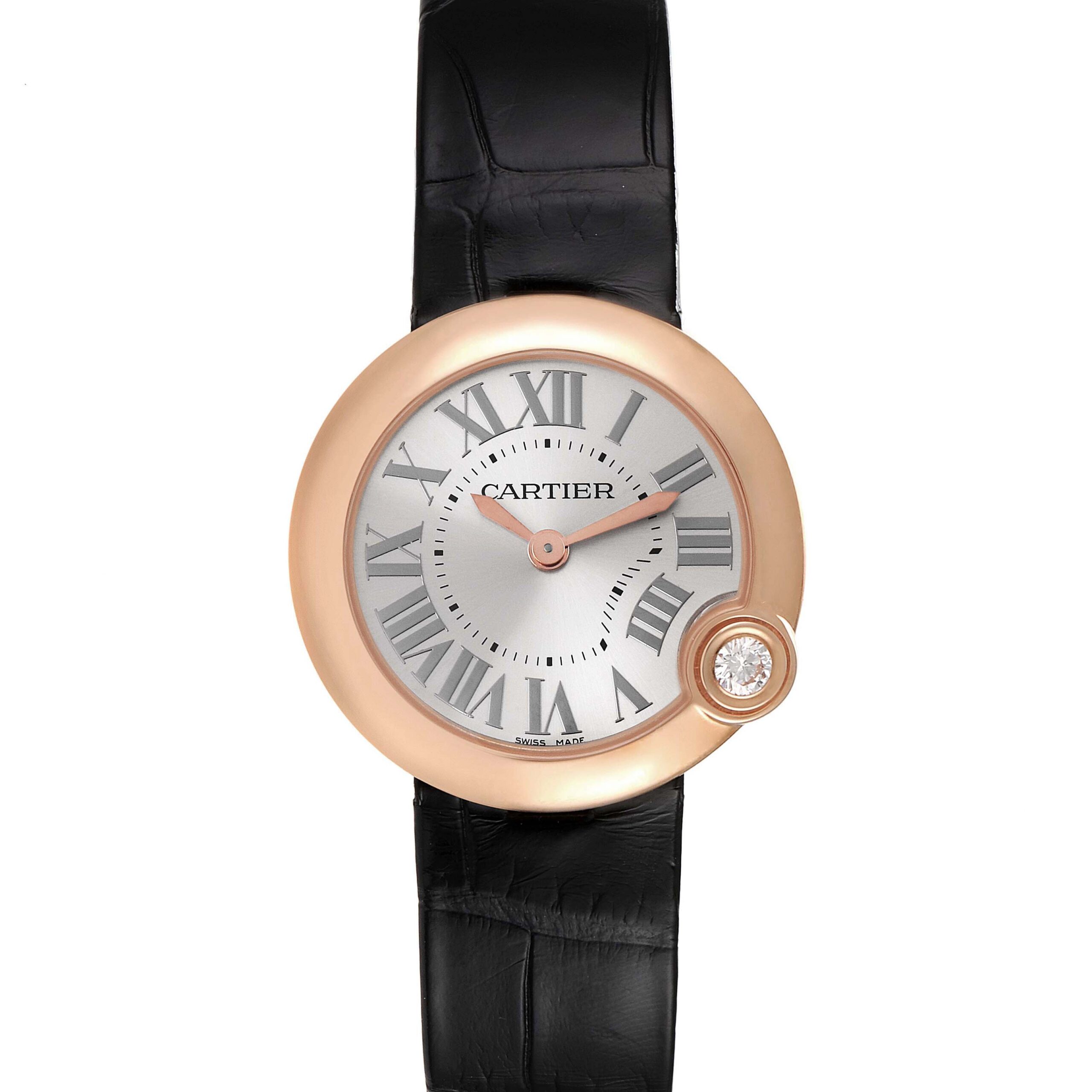 Cartier Ballon Blanc Rose Gold Diamond Ladies Watch WGBL0003 Box Card