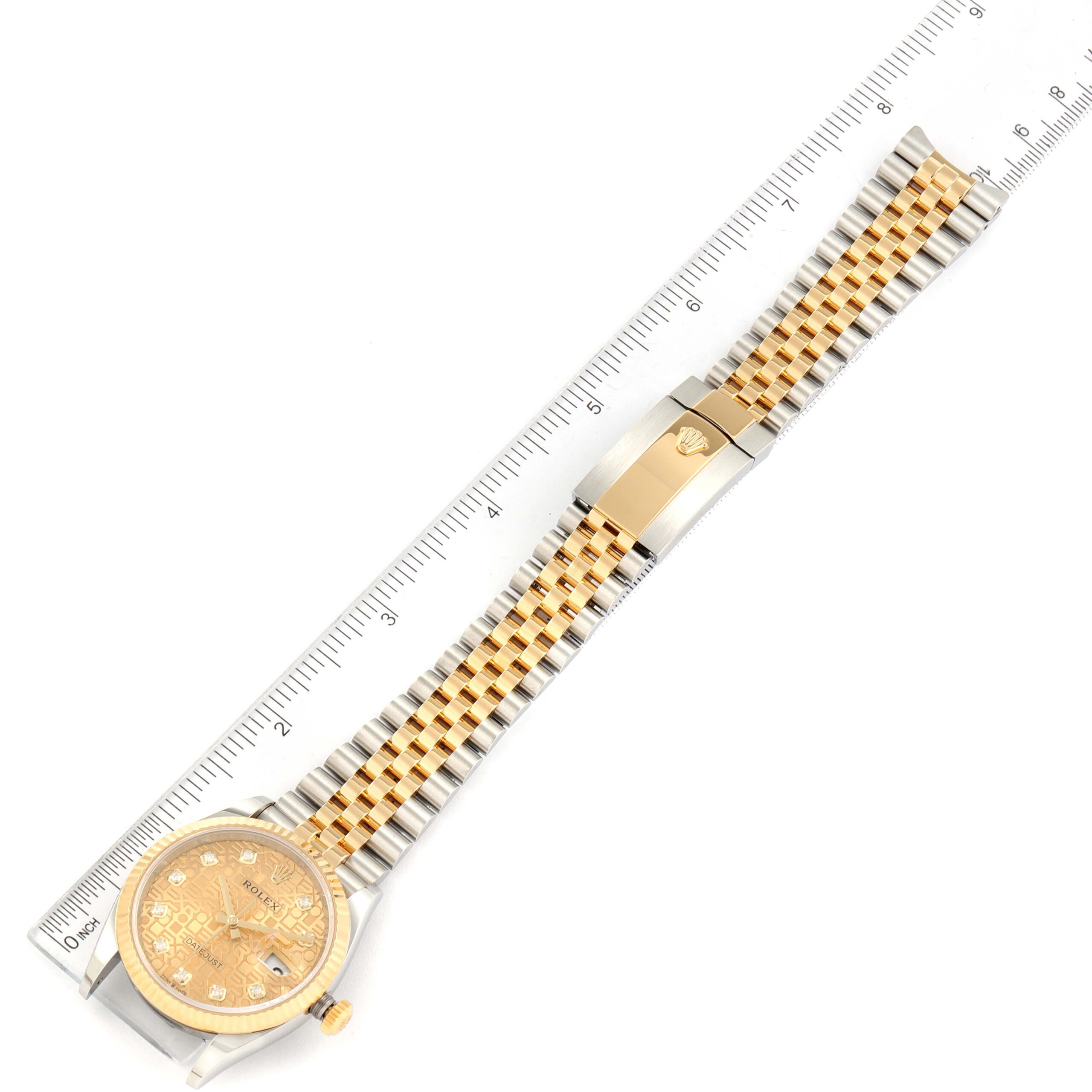 Rolex Datejust Steel Yellow Gold Diamond Dial Mens Watch 126233