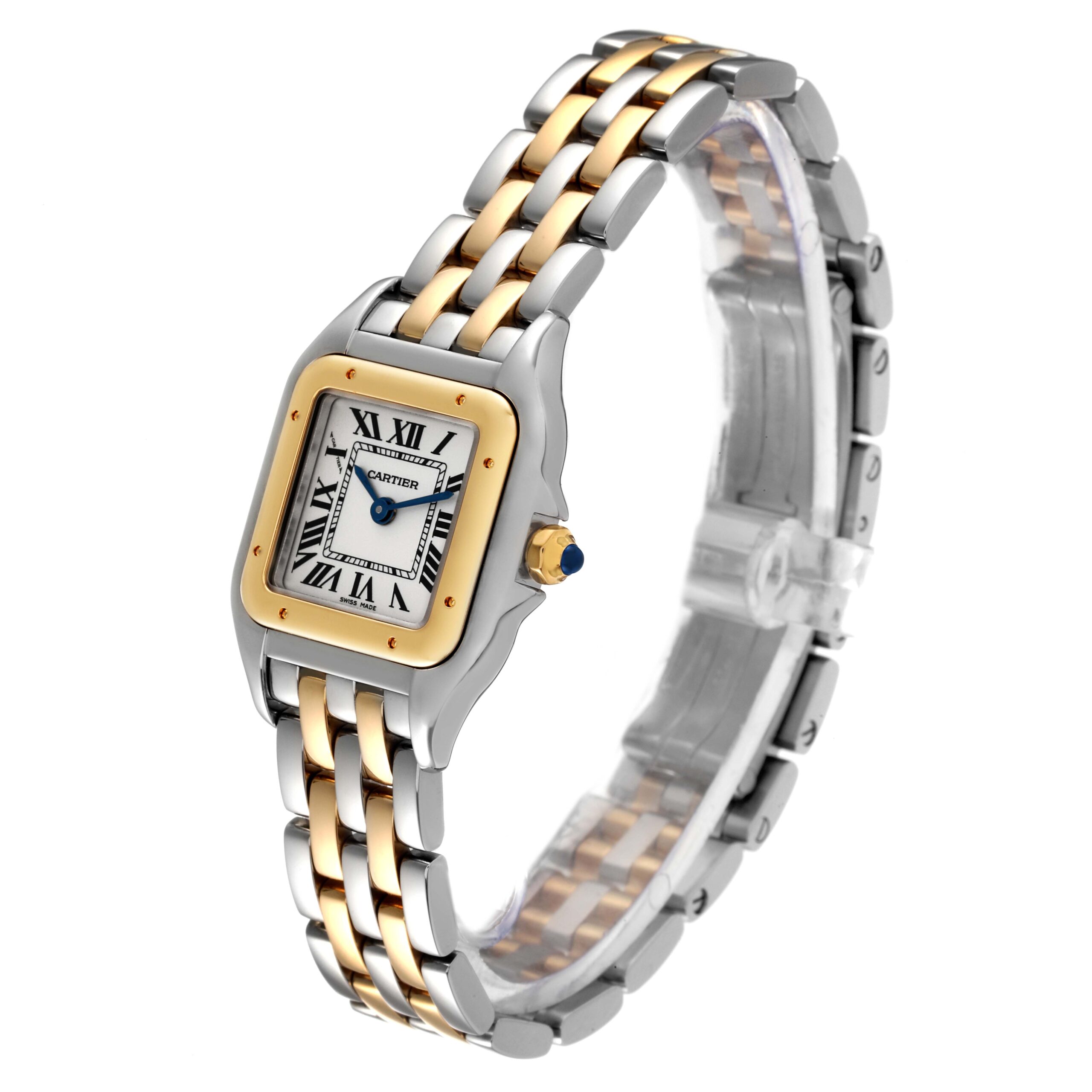 Cartier Panthere Steel Yellow Gold 2 Row Ladies Watch W2PN0006 Box Card