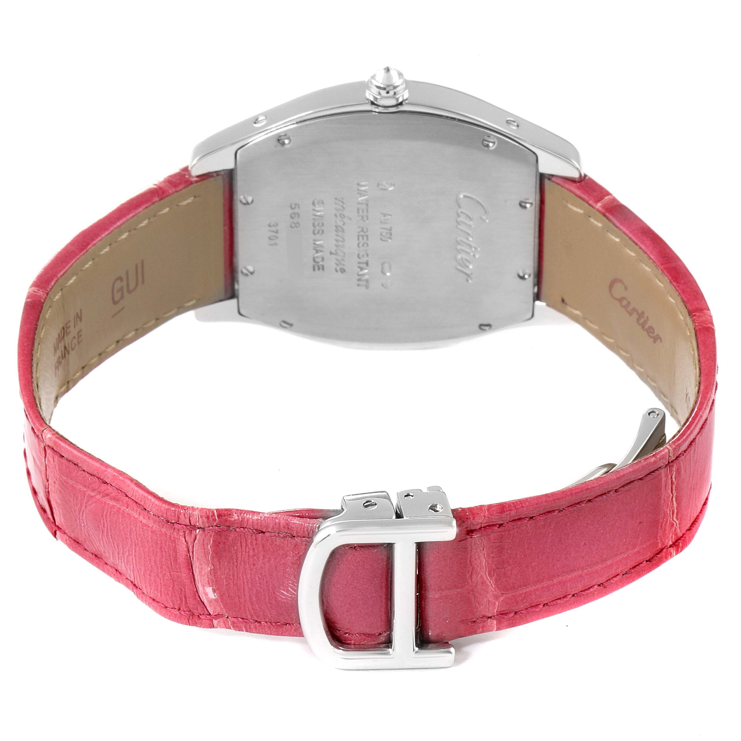 Cartier Tortue 18k White Gold Diamond Ladies Watch WA501009 Box Papers