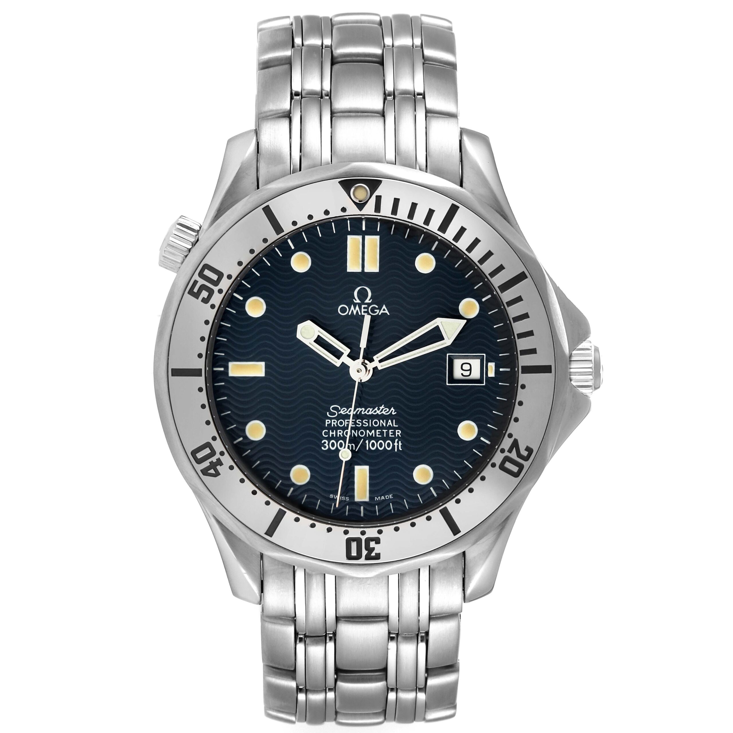 Omega Seamaster Diver 300M Blue Wave Decor Dial Steel Mens Watch 2532.80.00