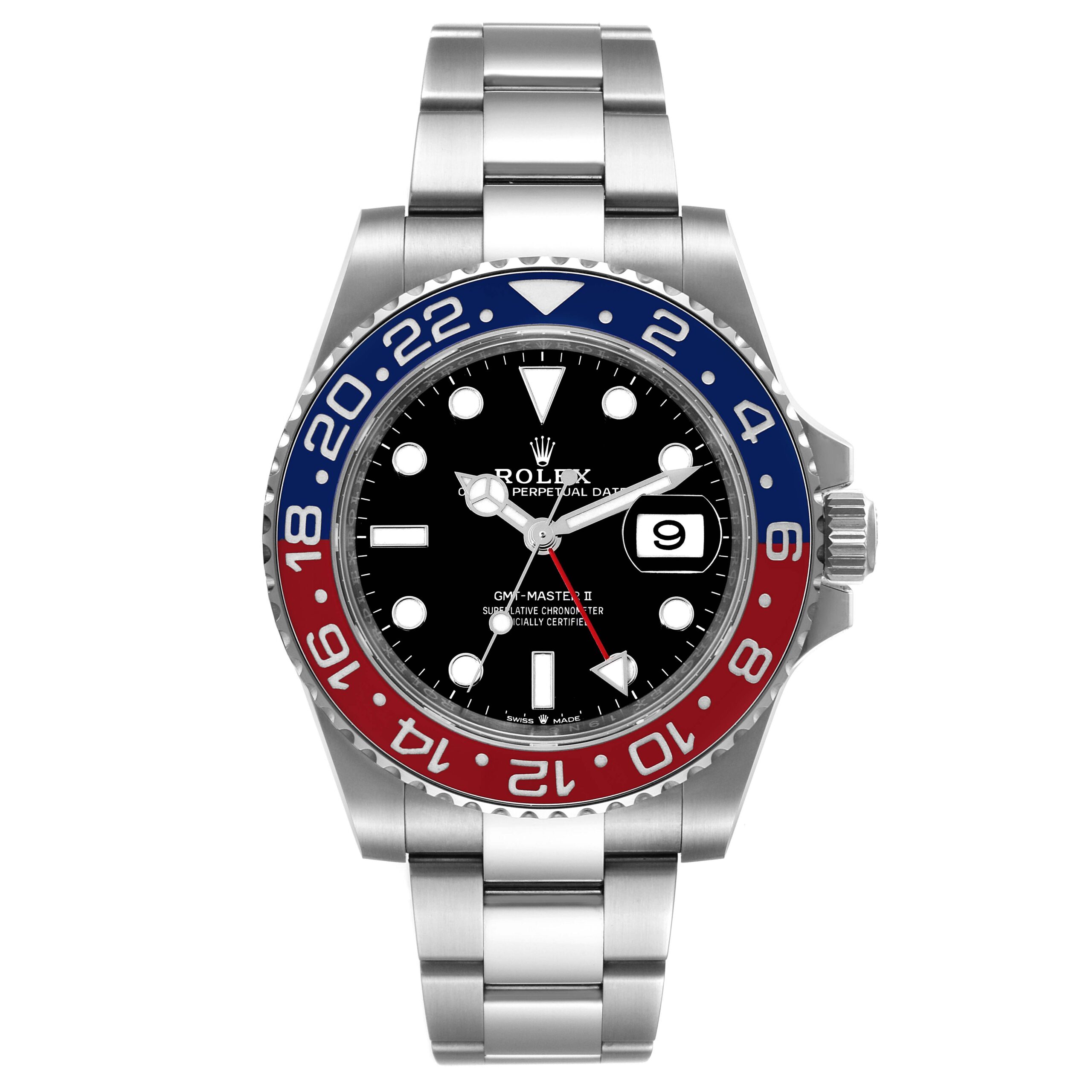 Rolex GMT Master II Pepsi Bezel Oyster Steel Mens Watch 126710 Unworn