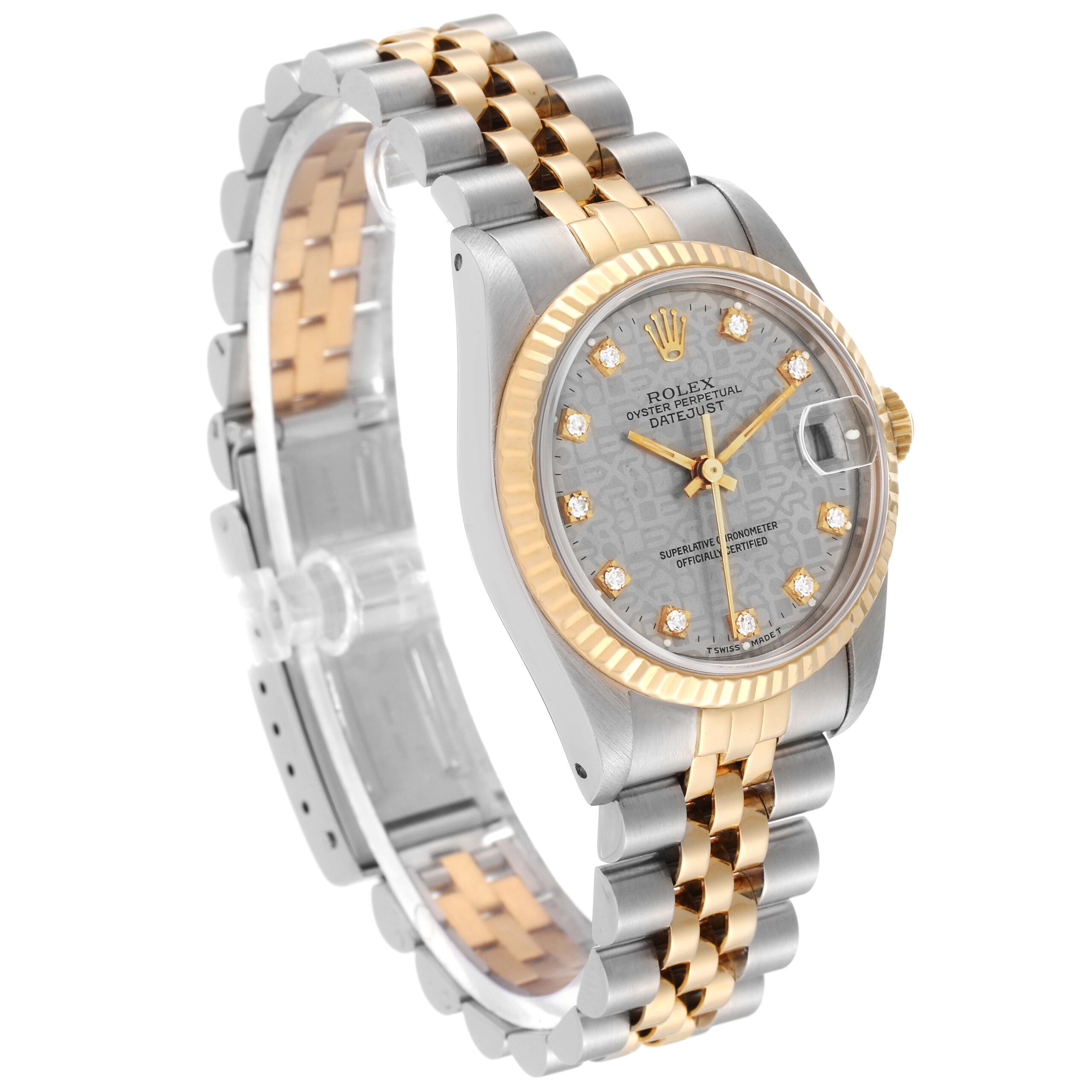 Rolex Datejust Midsize Steel Yellow Gold Diamond Dial Ladies Watch 68273
