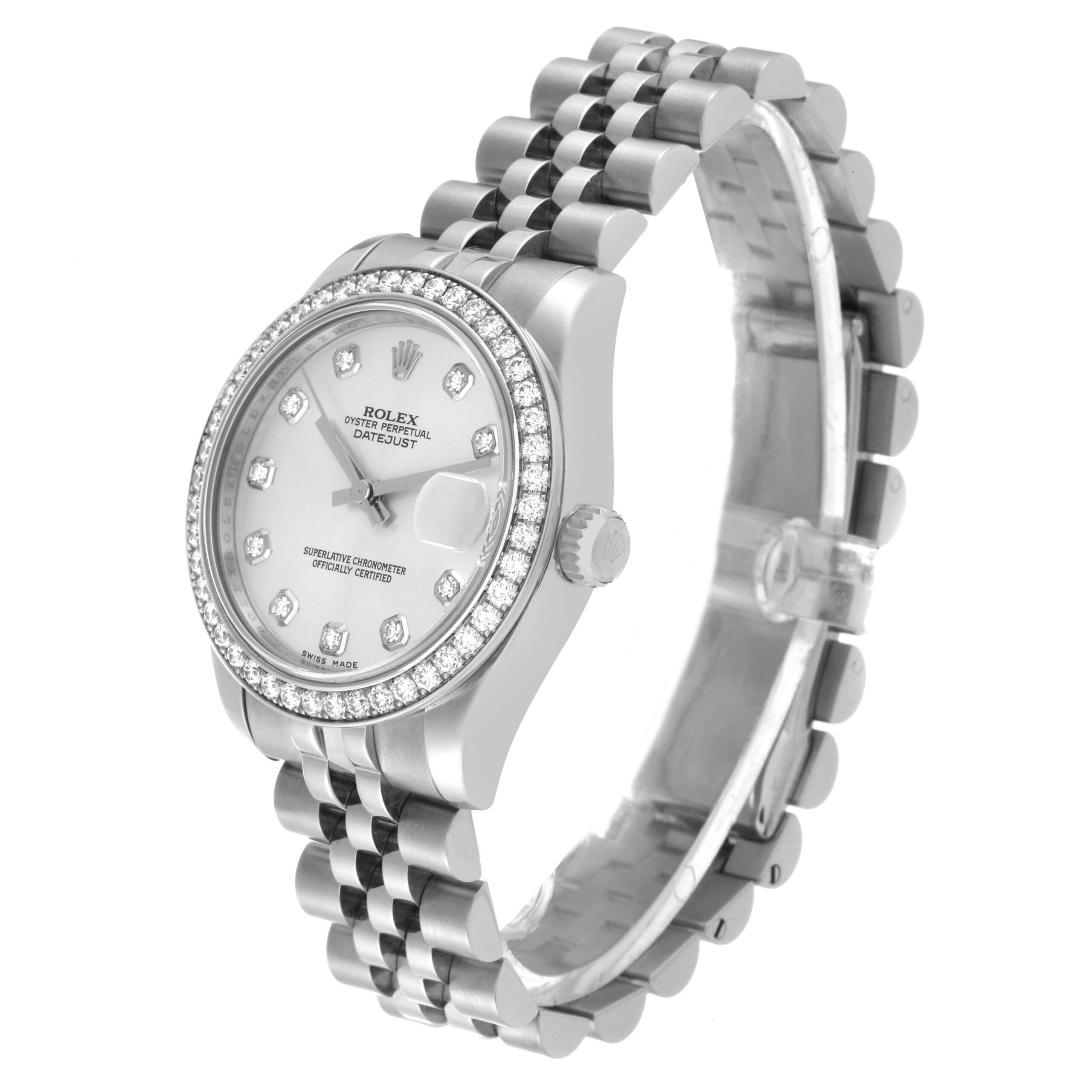 Rolex Datejust Midsize Steel White Gold Diamond Ladies Watch 178384