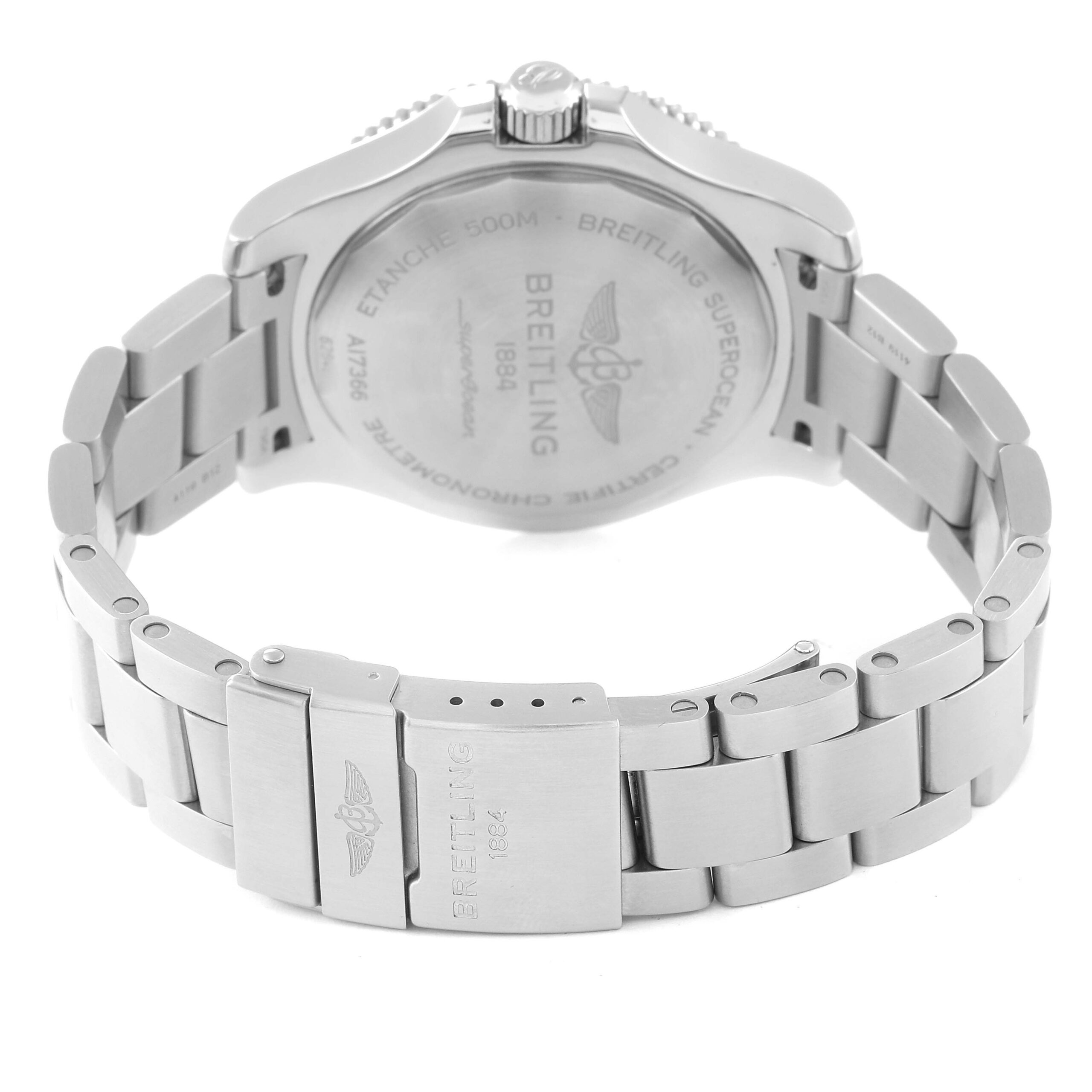 Breitling Superocean 42 Black Dial Steel Mens Watch A17366 Box Card