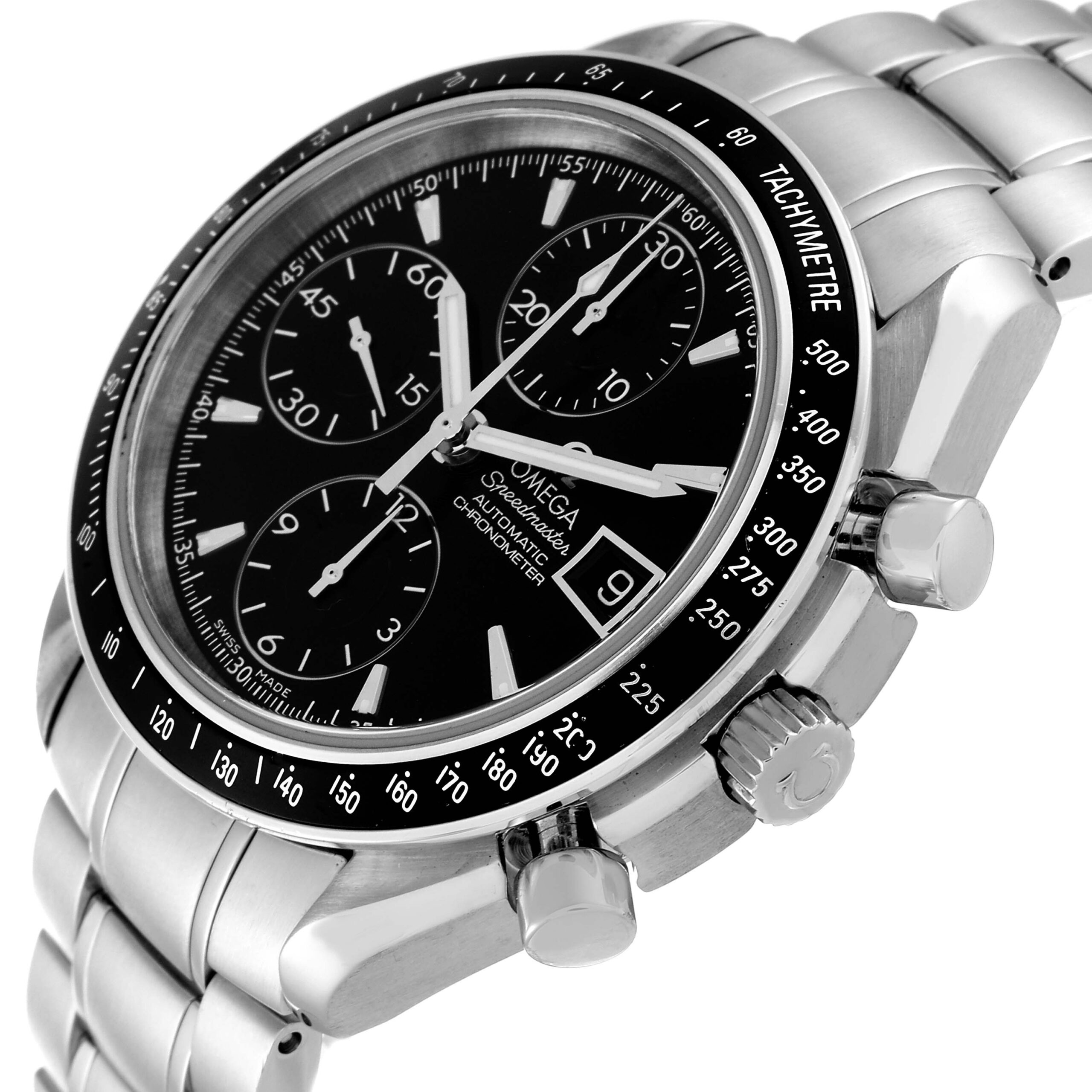 Omega Speedmaster Date Chronograph Black Dial Mens Watch 3210.50.00 Box Card
