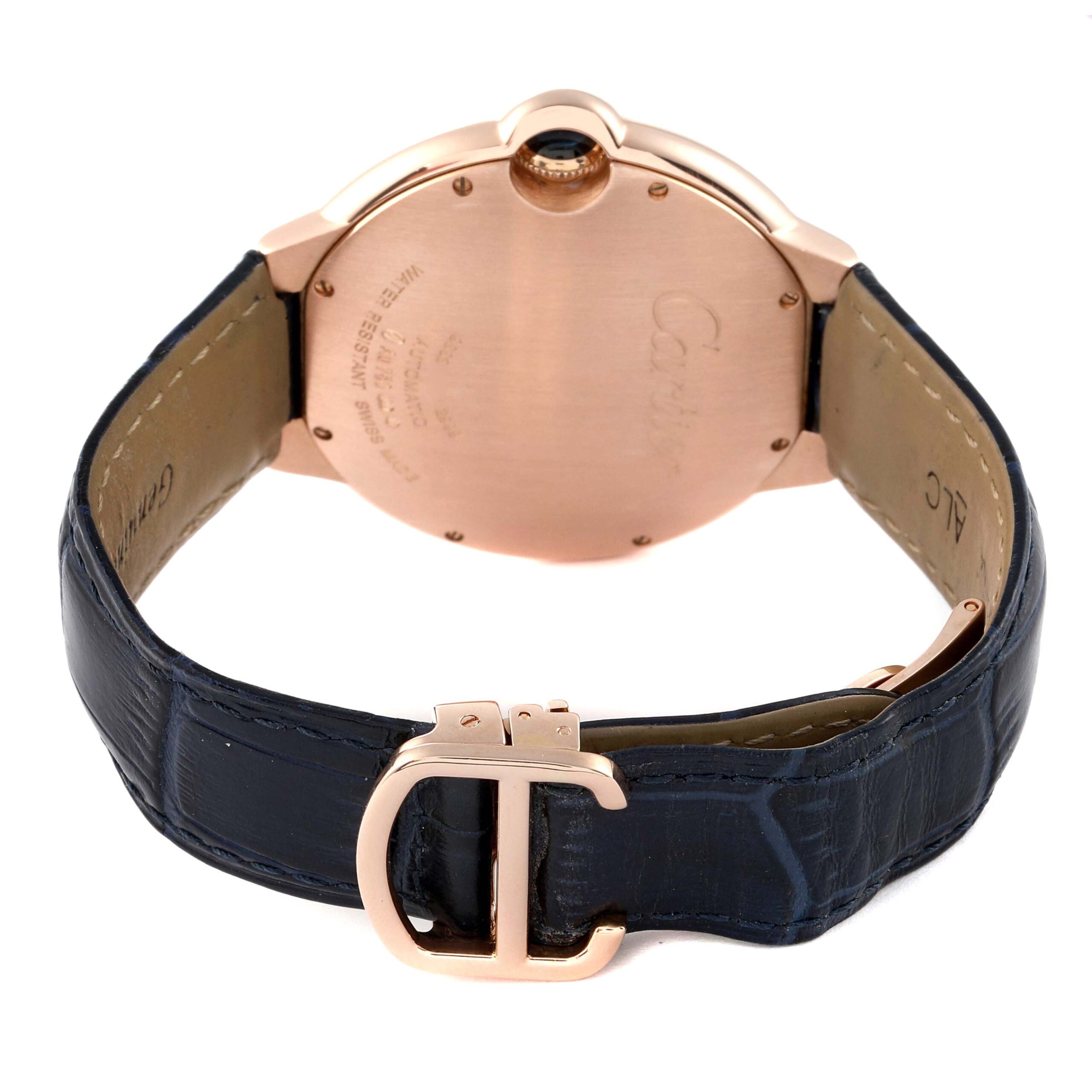Cartier Ballon Bleu 42 mm Rose Gold Automatic Mens Watch W6920037 Box Card