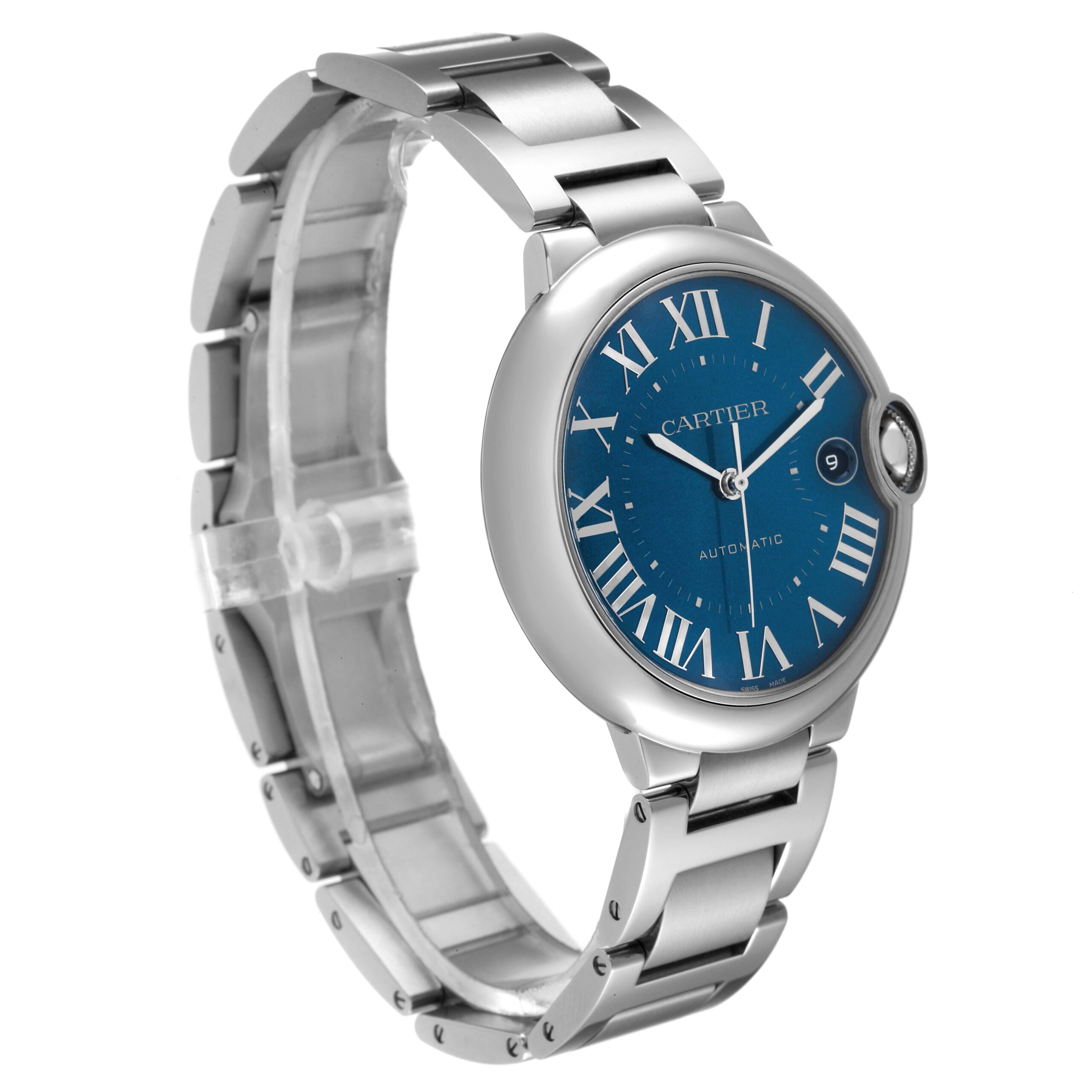 Cartier Ballon Bleu 40 Automatic Blue Dial Mens Watch WSBB0061 Box Card