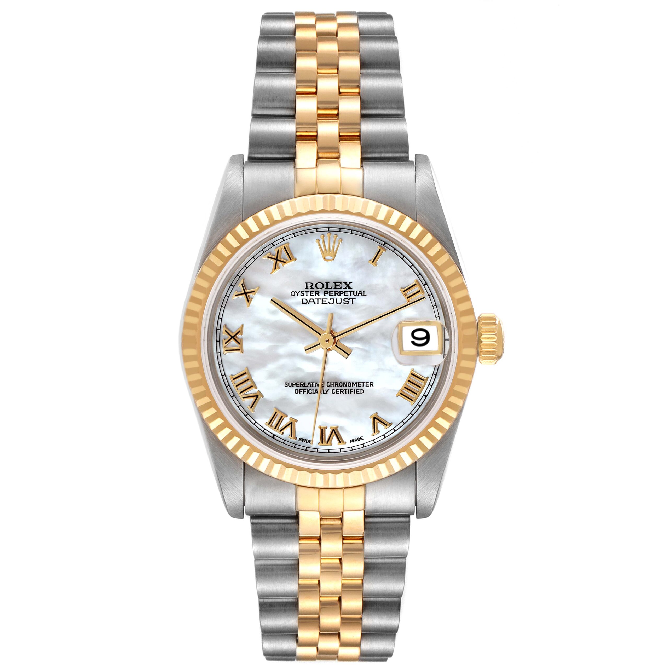 Rolex Datejust Midsize Steel Yellow Gold Mother of Pearl Roman Dial Ladies Watch 78273