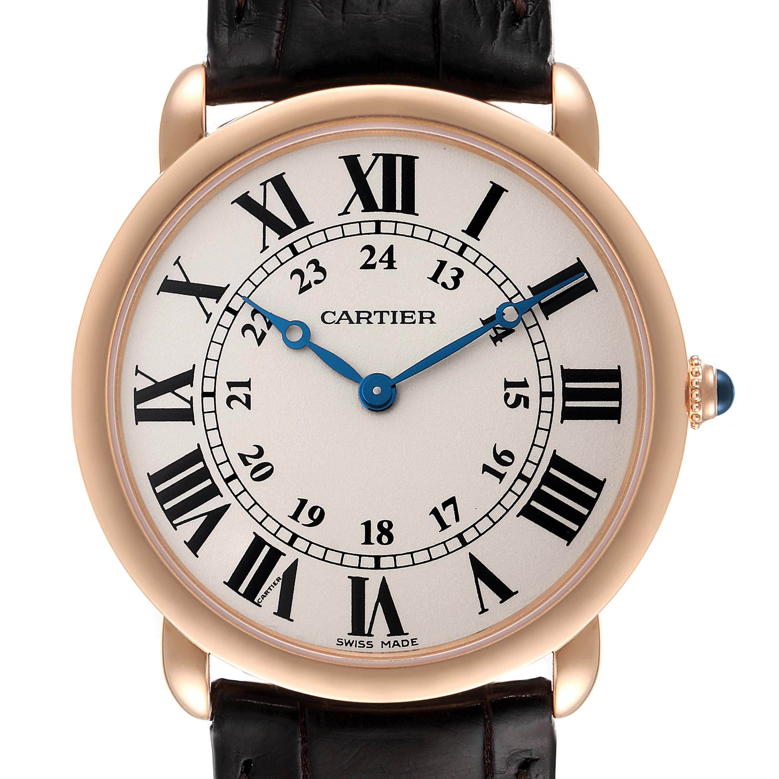 Cartier Ronde Louis Rose Gold Silver Dial Mens Watch W6800251