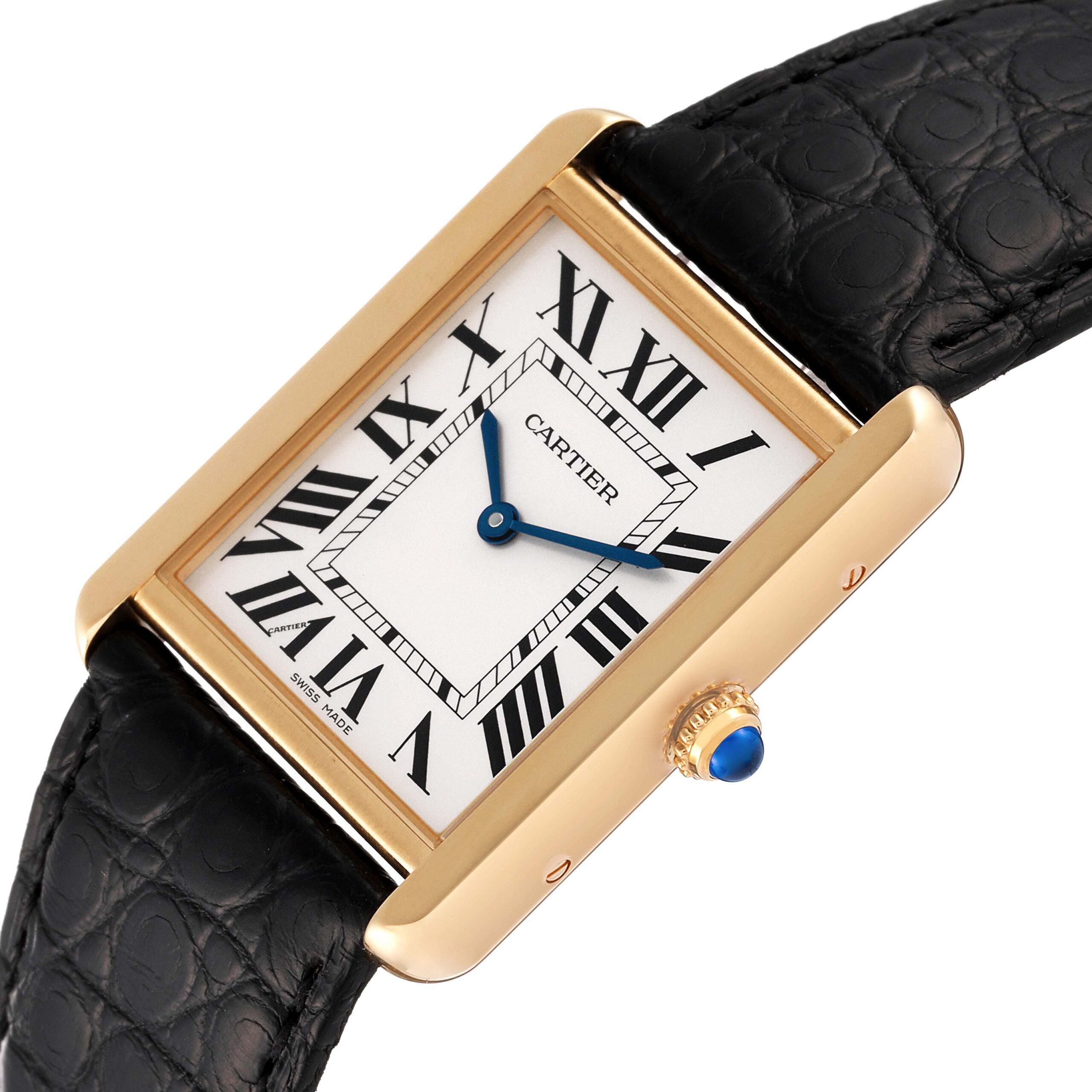Cartier Tank Solo Large Yellow Gold Steel Mens Watch W5200004 Papers