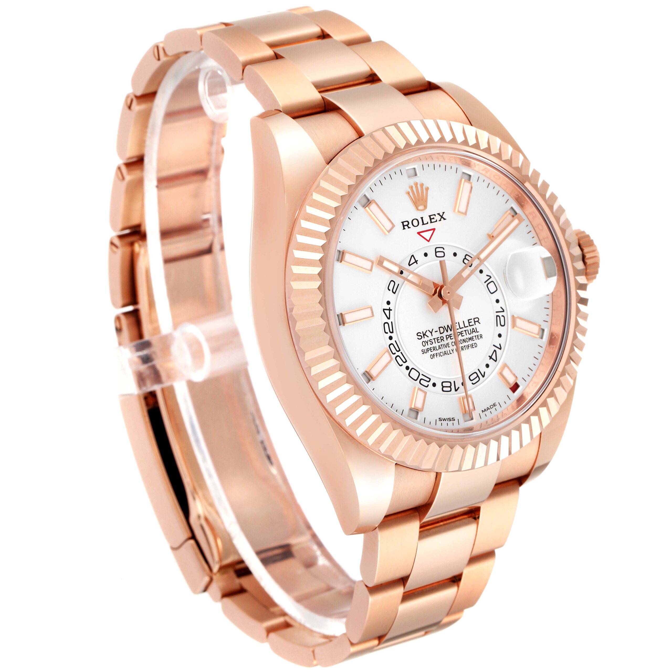 Rolex Sky-Dweller Rose Gold White Dial Mens Watch 326935 Box Card