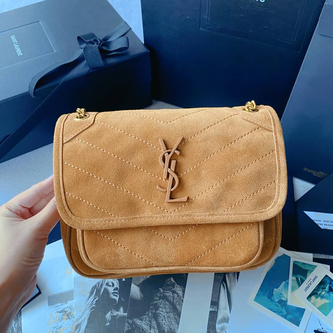 YSL Dupes Bags Niki Small In Suede Leather Caramel Bag(ColaReps)