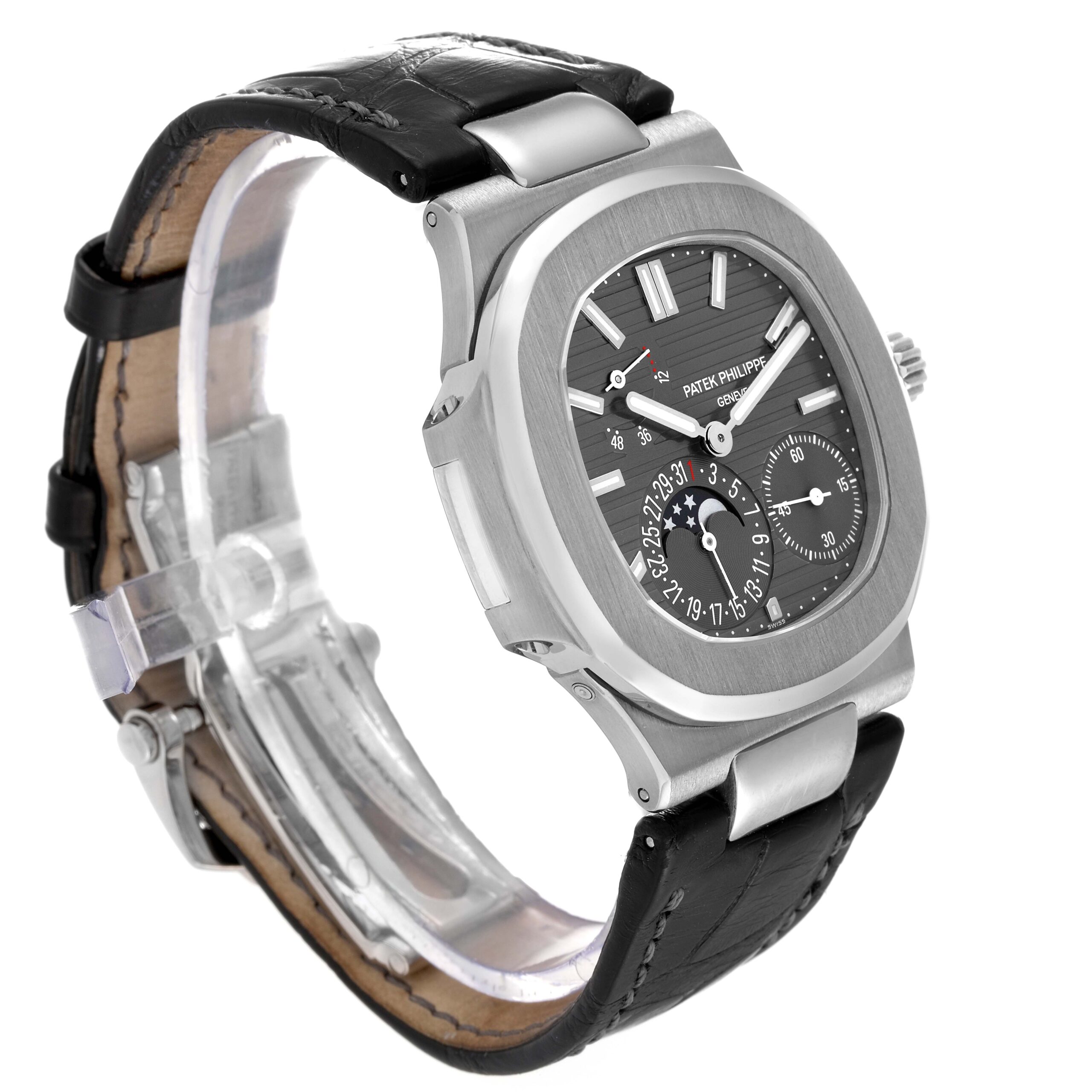 Patek Philippe Nautilus White Gold Moonphase Mens Watch 5712G Box Papers