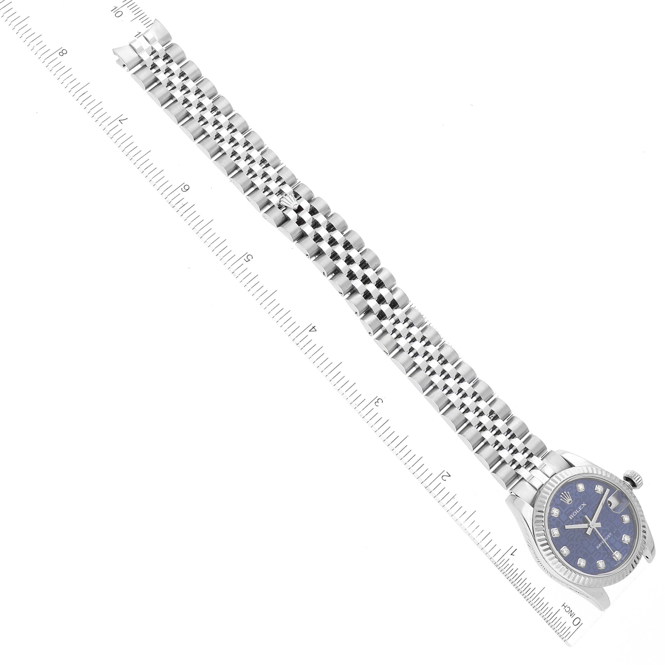 Rolex Datejust Midsize Steel White Gold Blue Diamond Dial Ladies Watch 178274