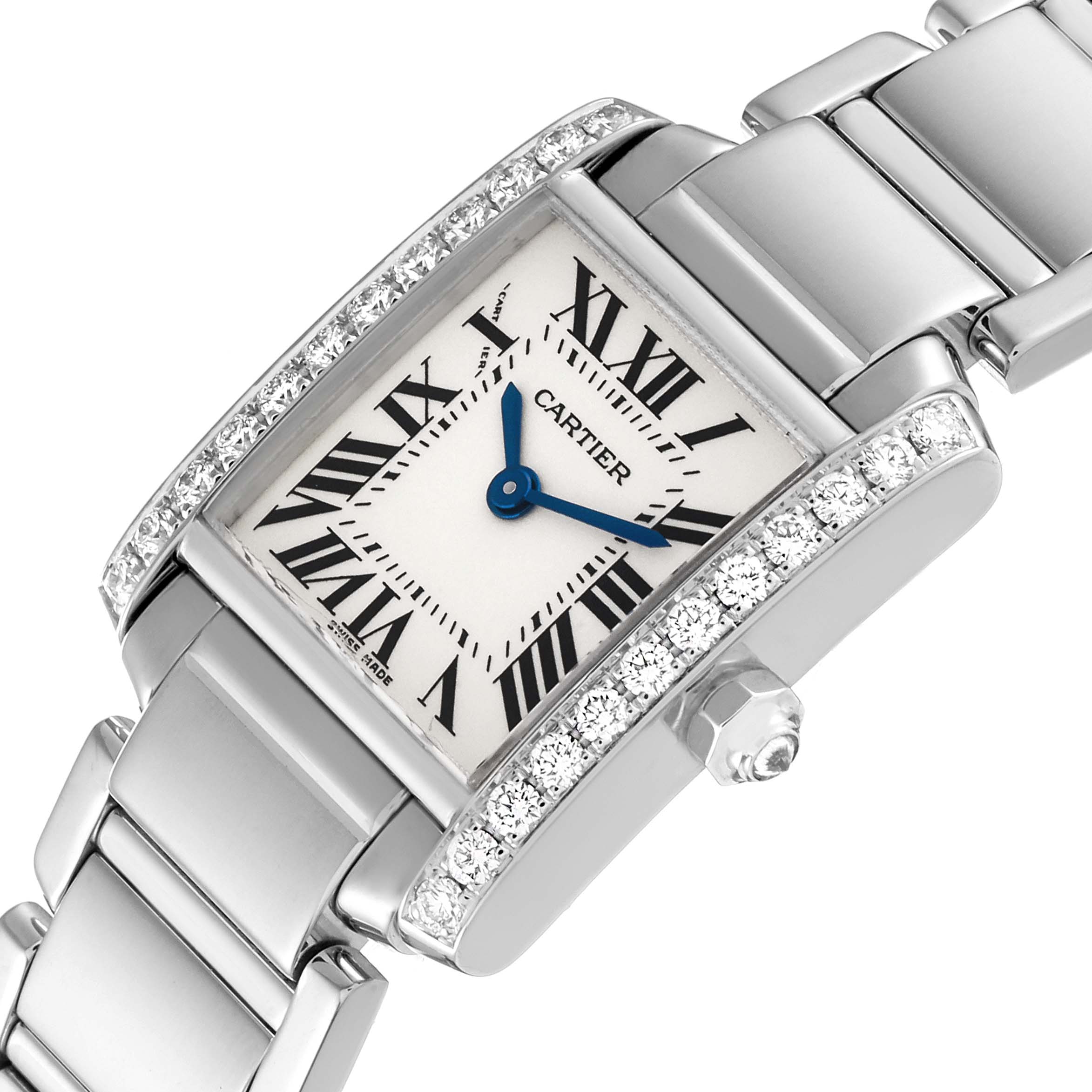 Cartier Tank Francaise White Gold Diamond Ladies Watch WE1002S3