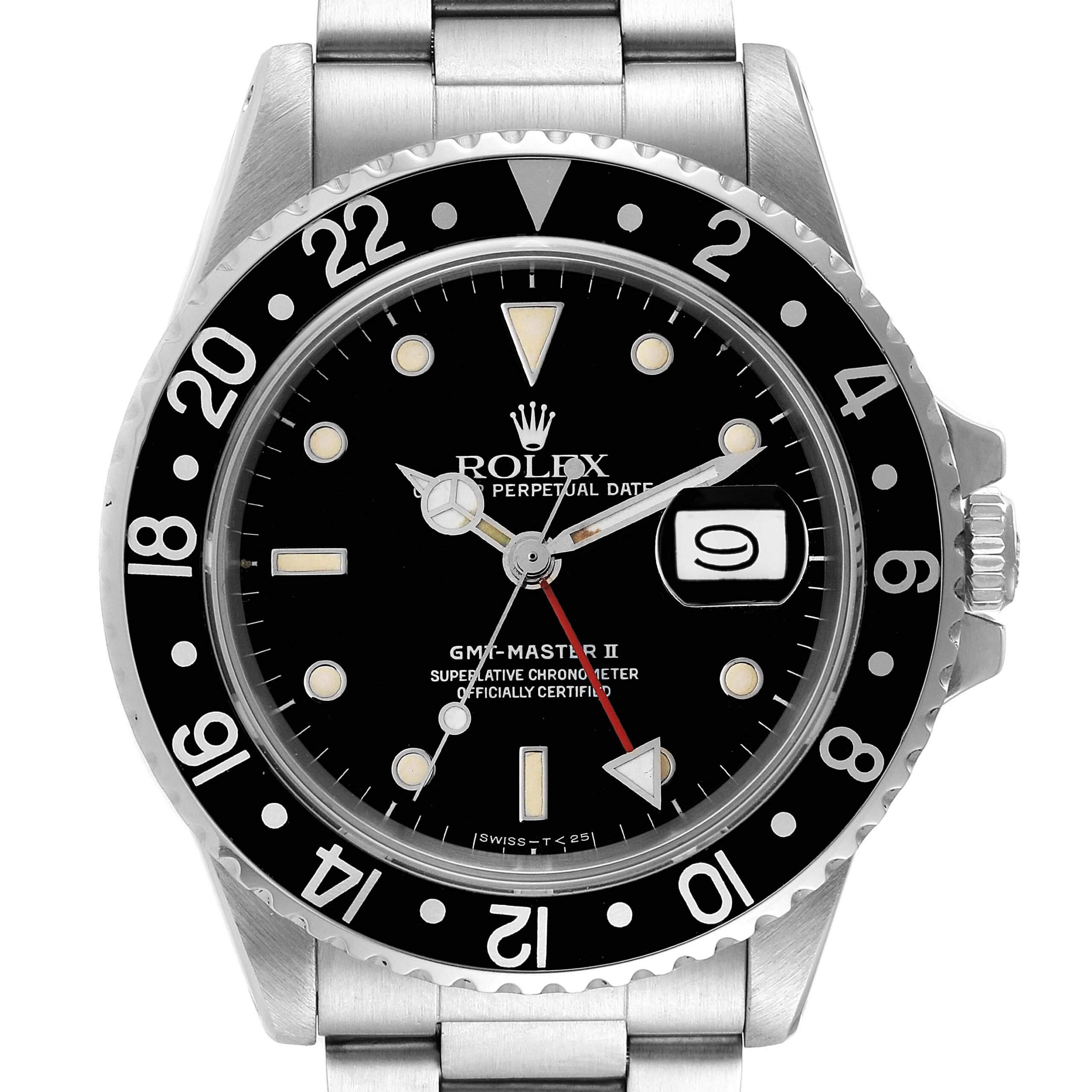 Rolex GMT Master II Fat Lady Vintage Steel Mens Watch 16760