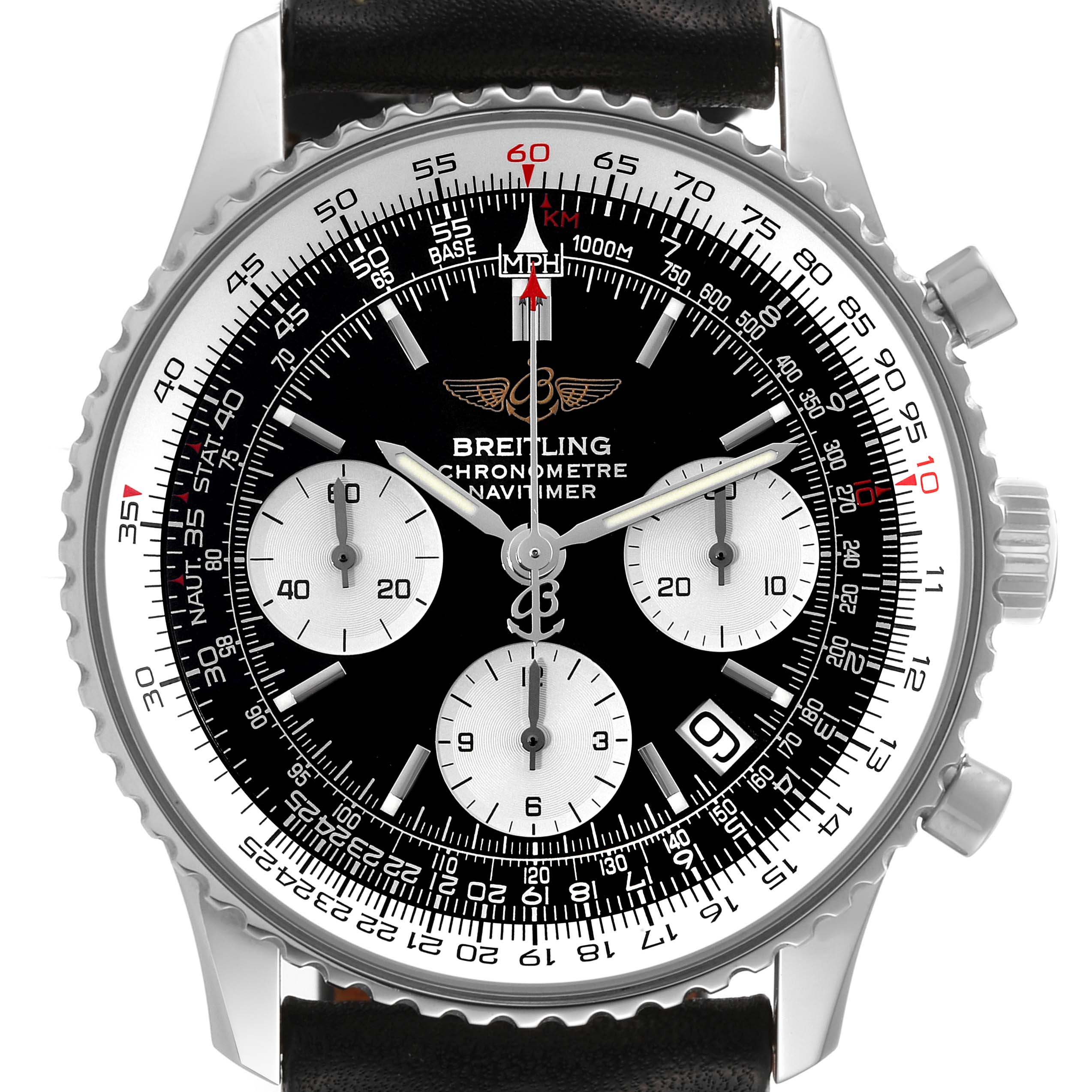 Breitling Navitimer Black Dial Chronograph Steel Mens Watch A23322 Box Papers
