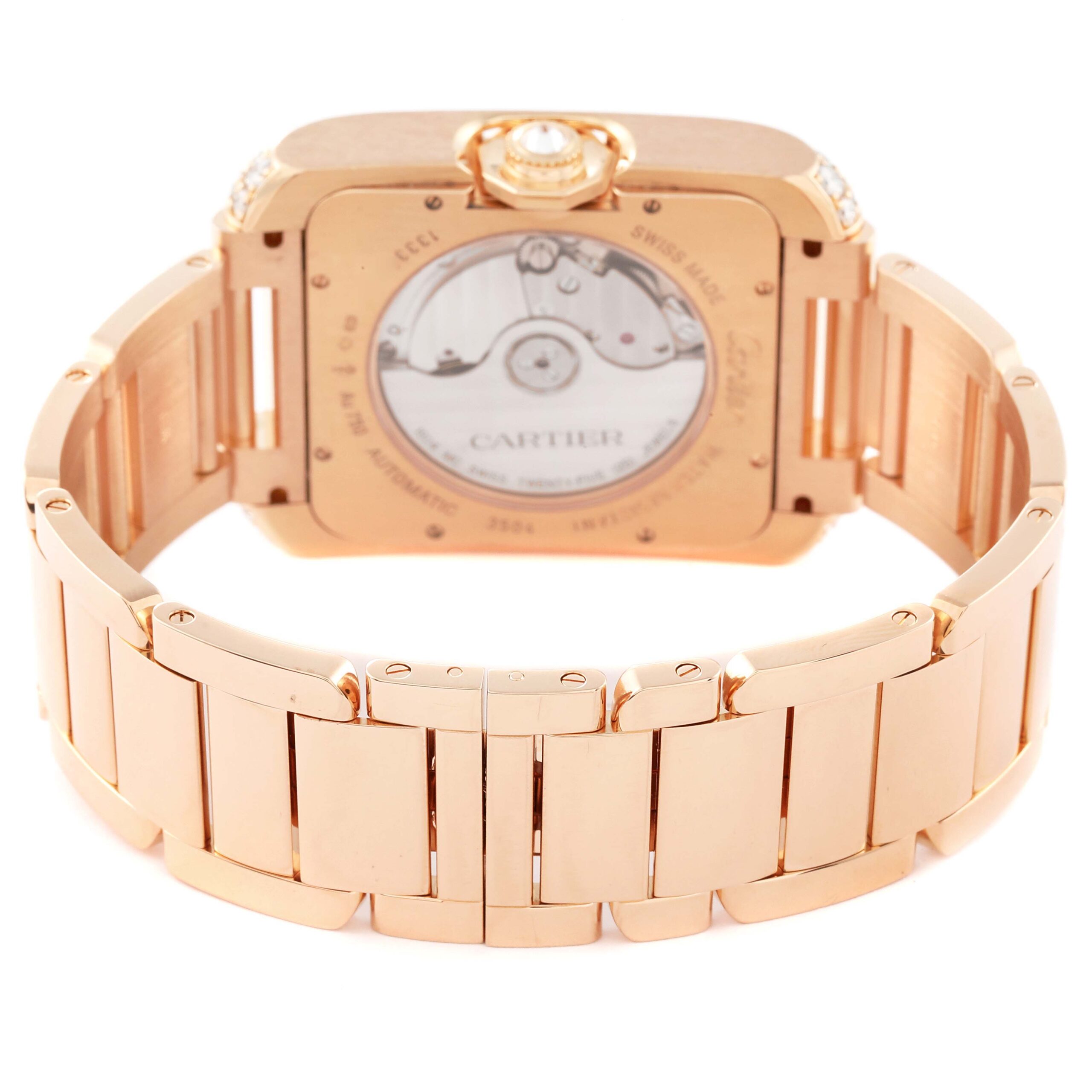Cartier Tank Anglaise Large 18K Rose Gold Diamond Watch WT100004 Box Papers