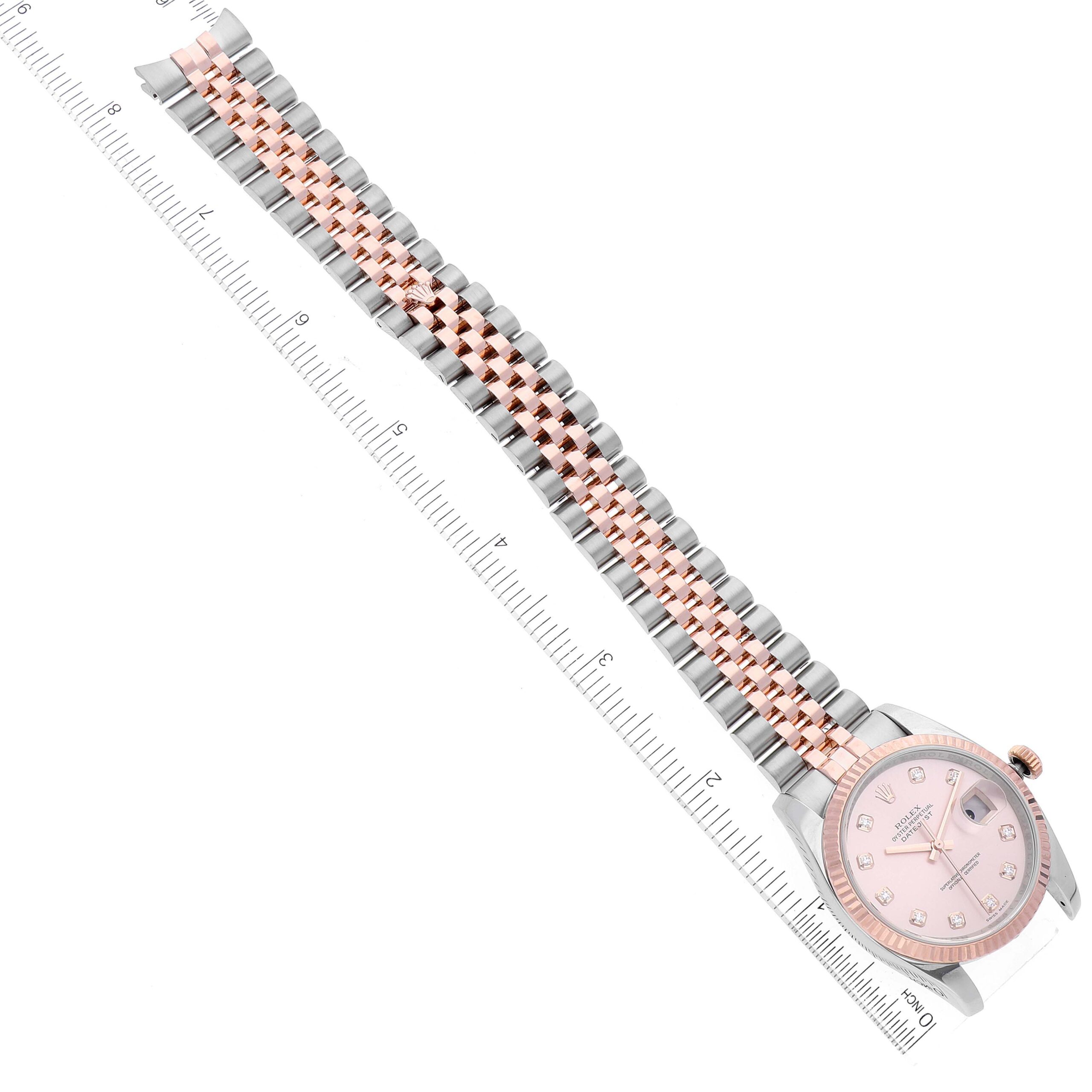 Rolex Datejust Steel Rose Gold Diamond Mens Watch 116231