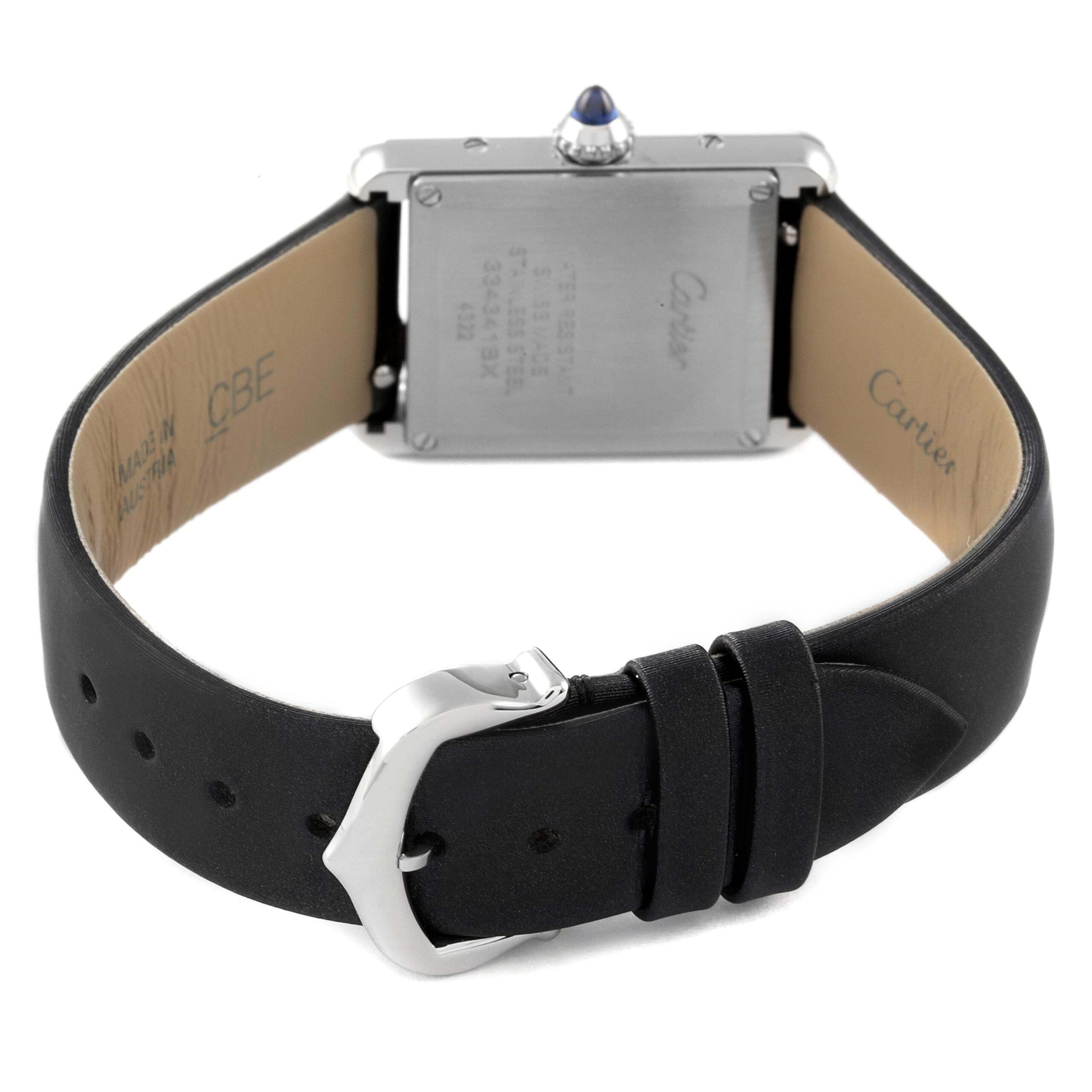 Cartier Tank Must Small Steel Diamond Bezel Ladies Watch W4TA0016 Box Card