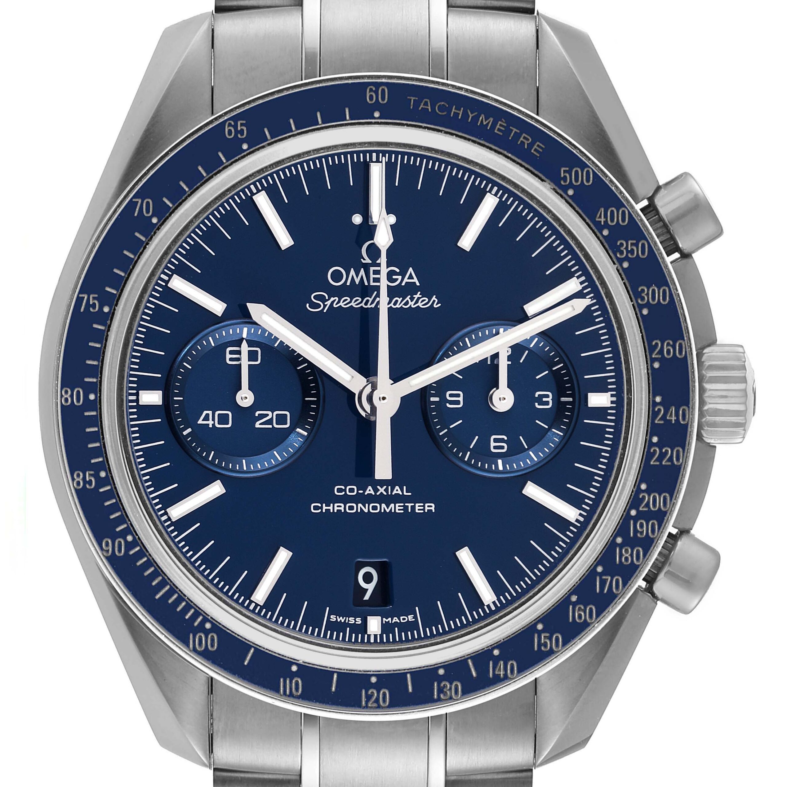 Omega Speedmaster Blue Dial Titanium Mens Watch 311.90.44.51.03.001 Box Card