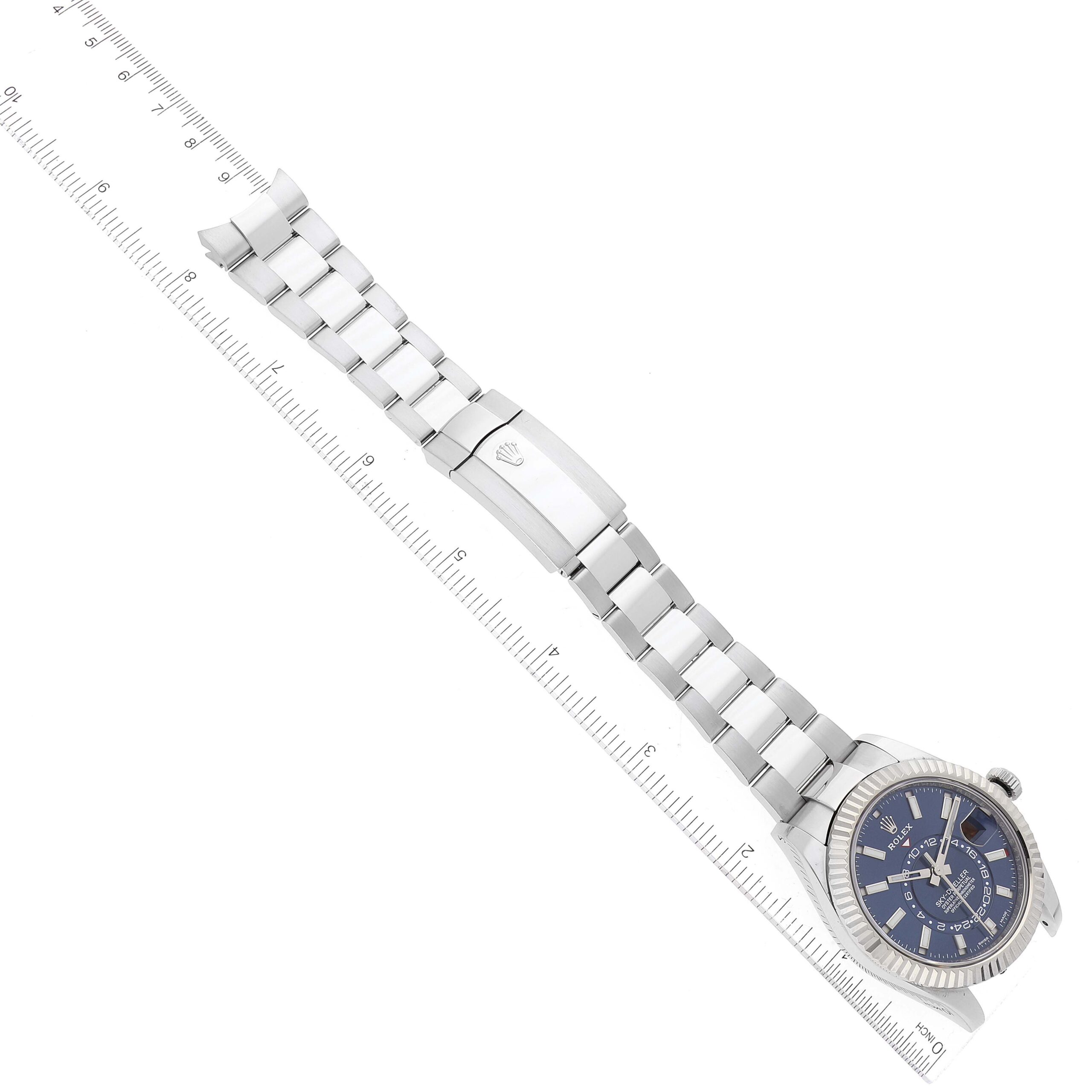 Rolex Sky-Dweller Steel White Gold Blue Dial Mens Watch 326934 Box Card