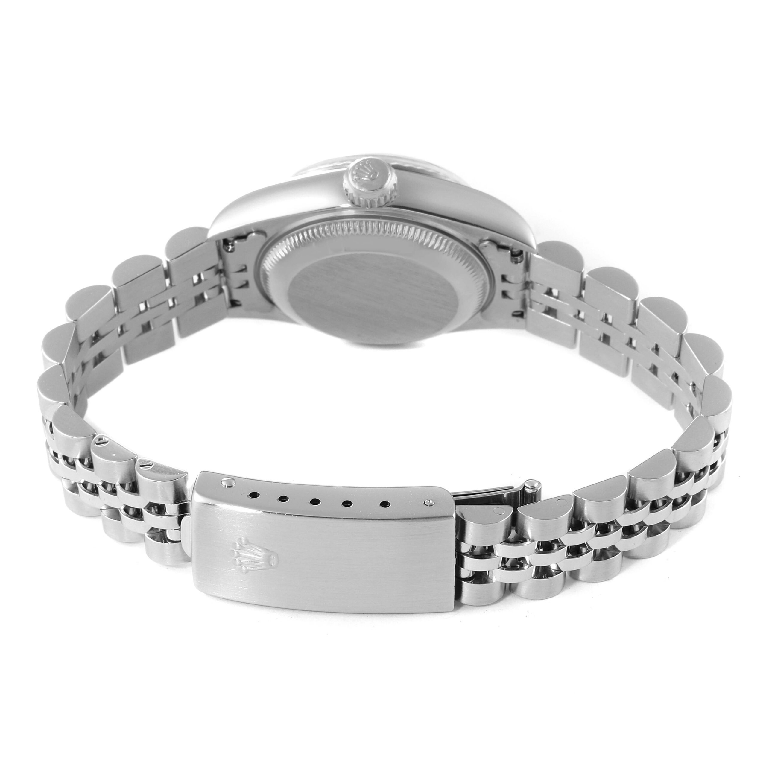 Rolex Datejust Steel White Gold Black Diamond Dial Ladies Watch 79174