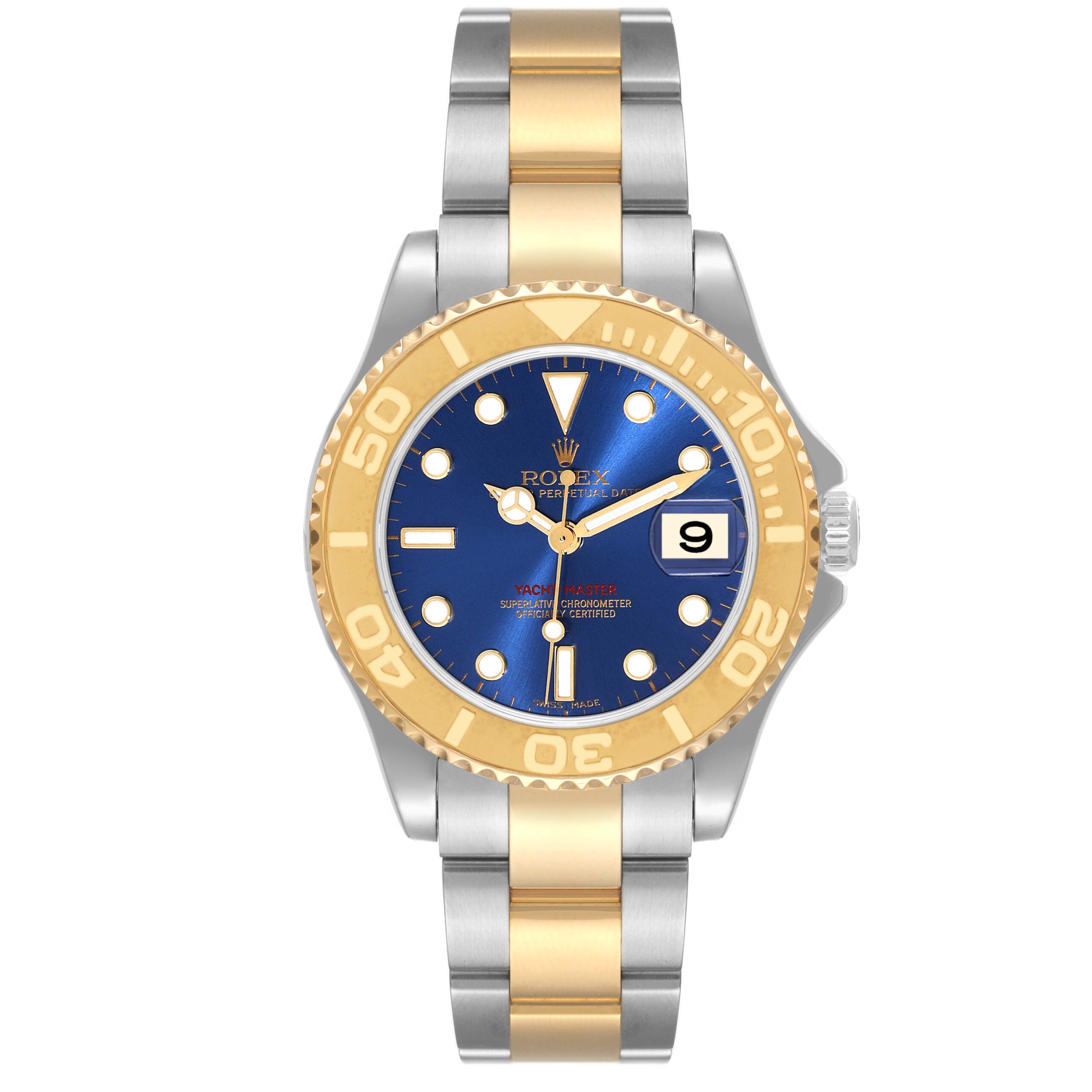 Rolex Yachtmaster Midsize 35mm Steel Yellow Gold Mens Watch 168623 Box Papers