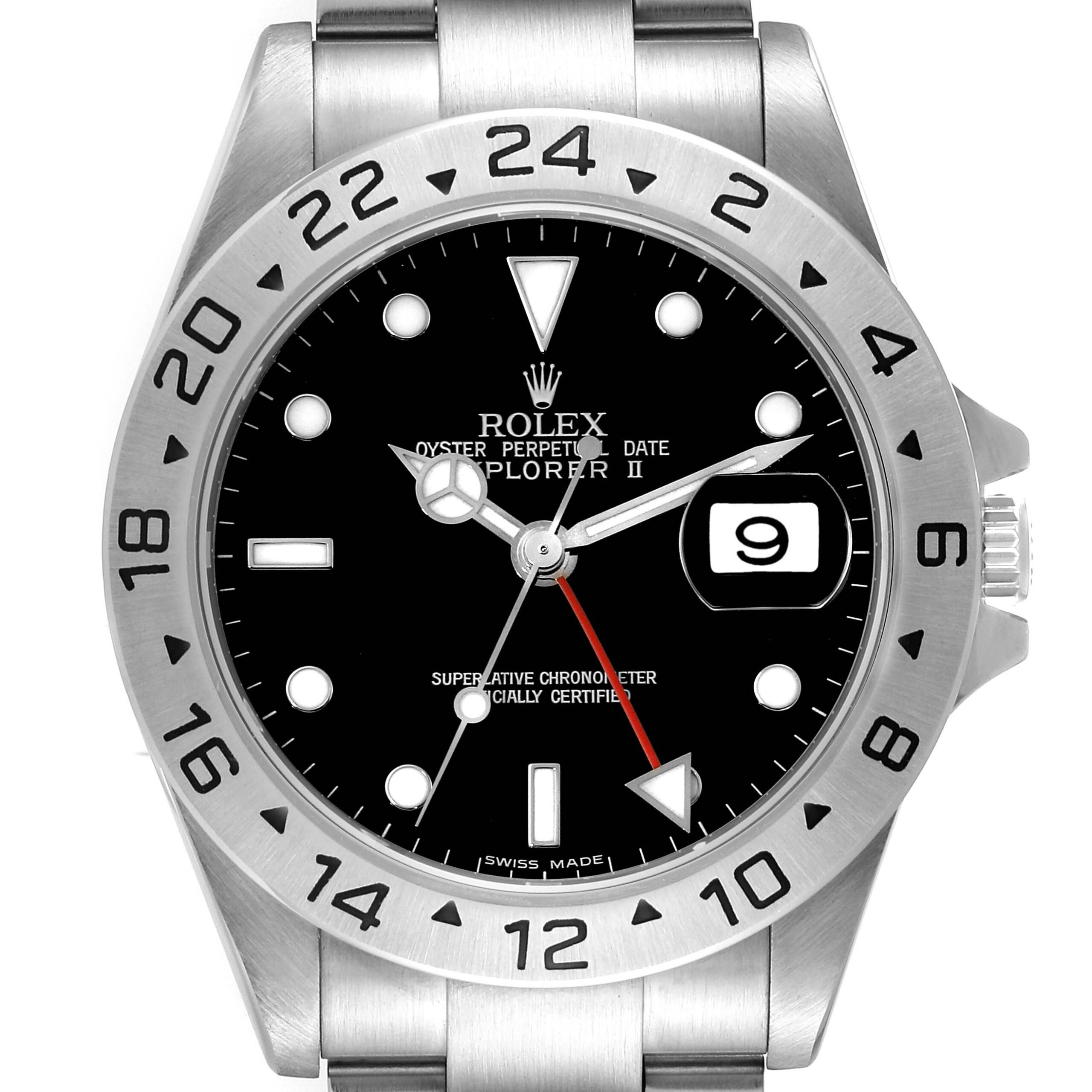 Rolex Explorer II Black Dial Steel Mens Watch 16570 Box Papers