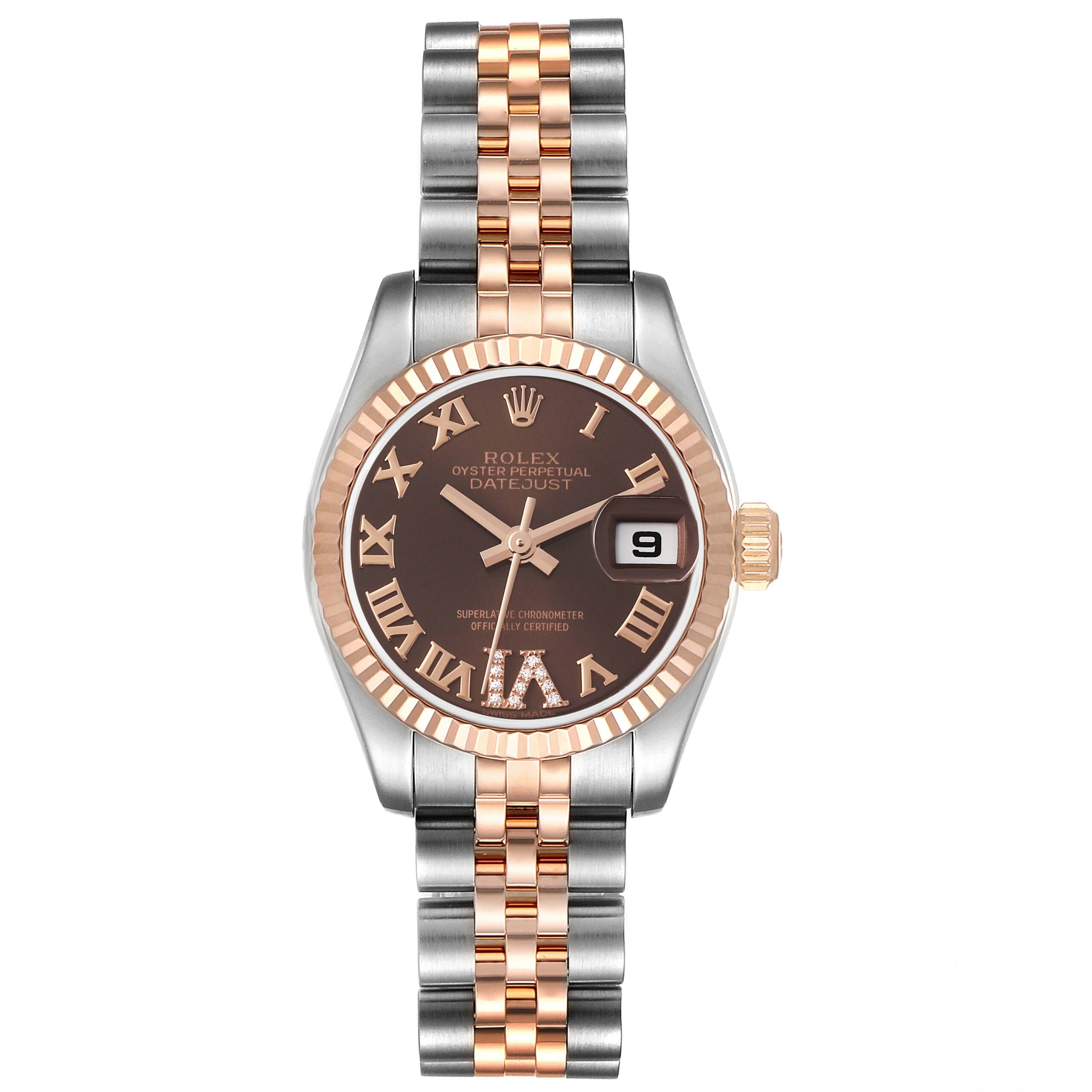 Rolex Datejust Steel Rose Gold Diamond Ladies Watch 179171 Box Card