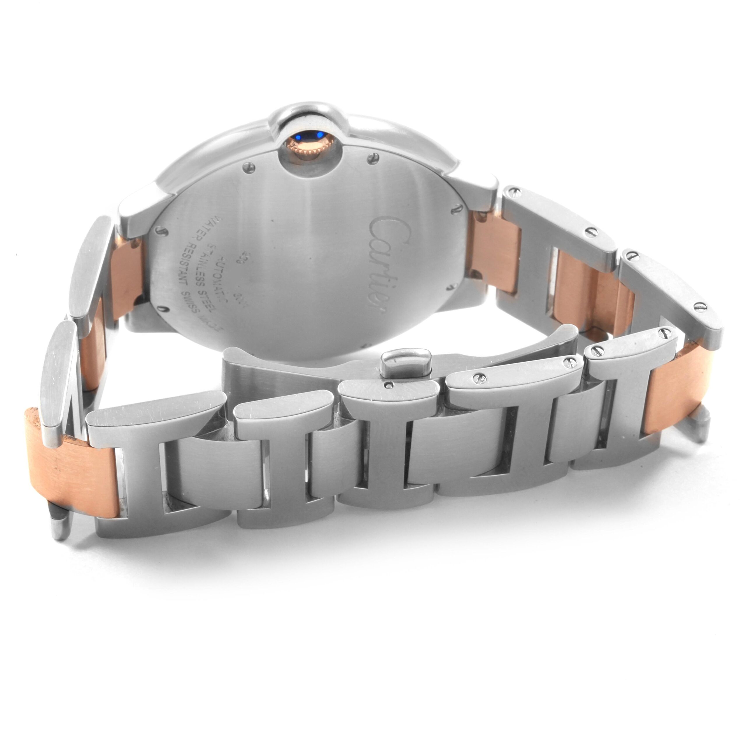 Cartier Ballon Bleu Steel Rose Gold Chocolate Dial Mens Watch W6920032