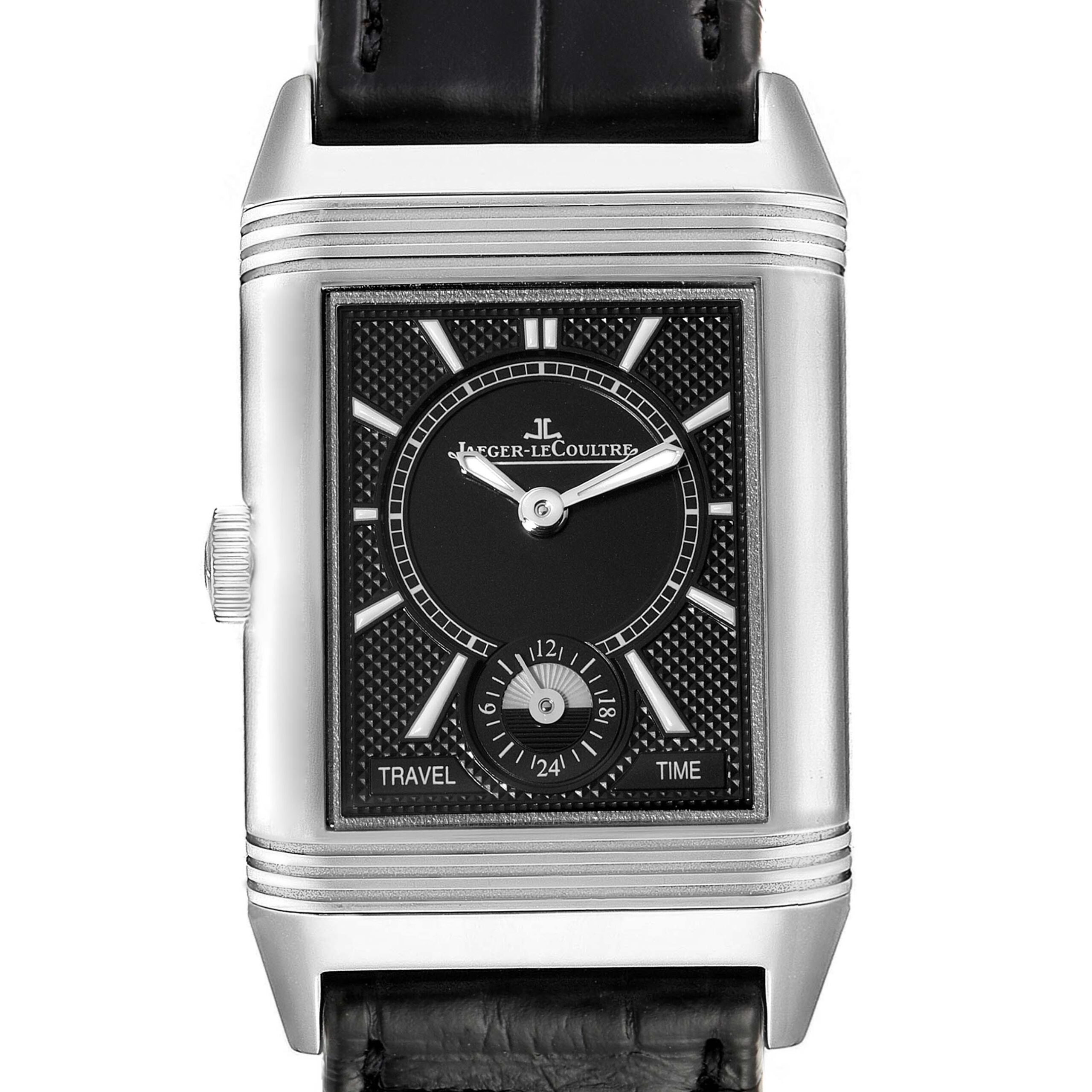 Jaeger LeCoultre Reverso Duo Day Night Mens Watch 213.8.D4 Q3848420 Box Card