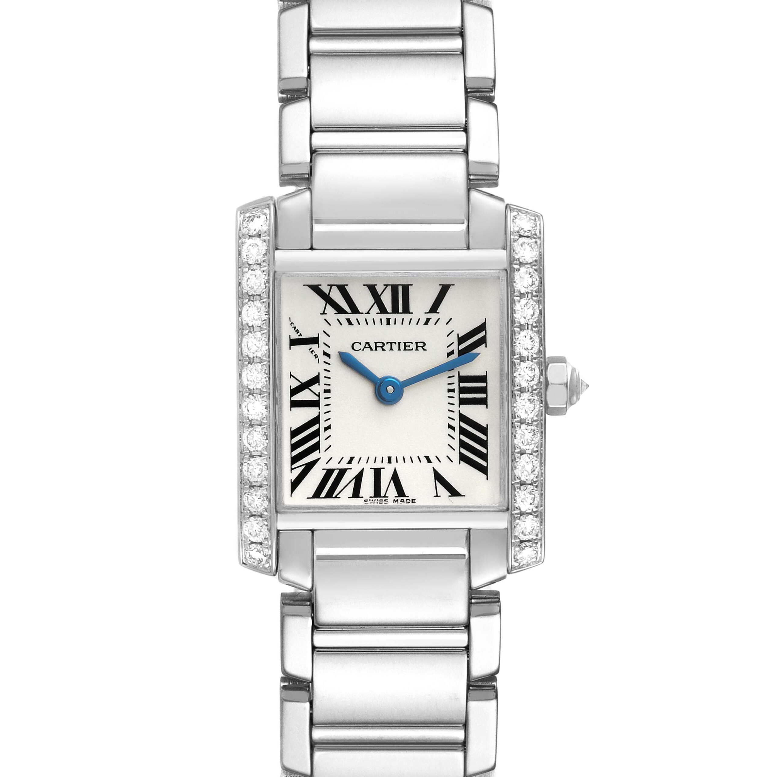 Cartier Tank Francaise White Gold Diamond Ladies Watch WE1002S3