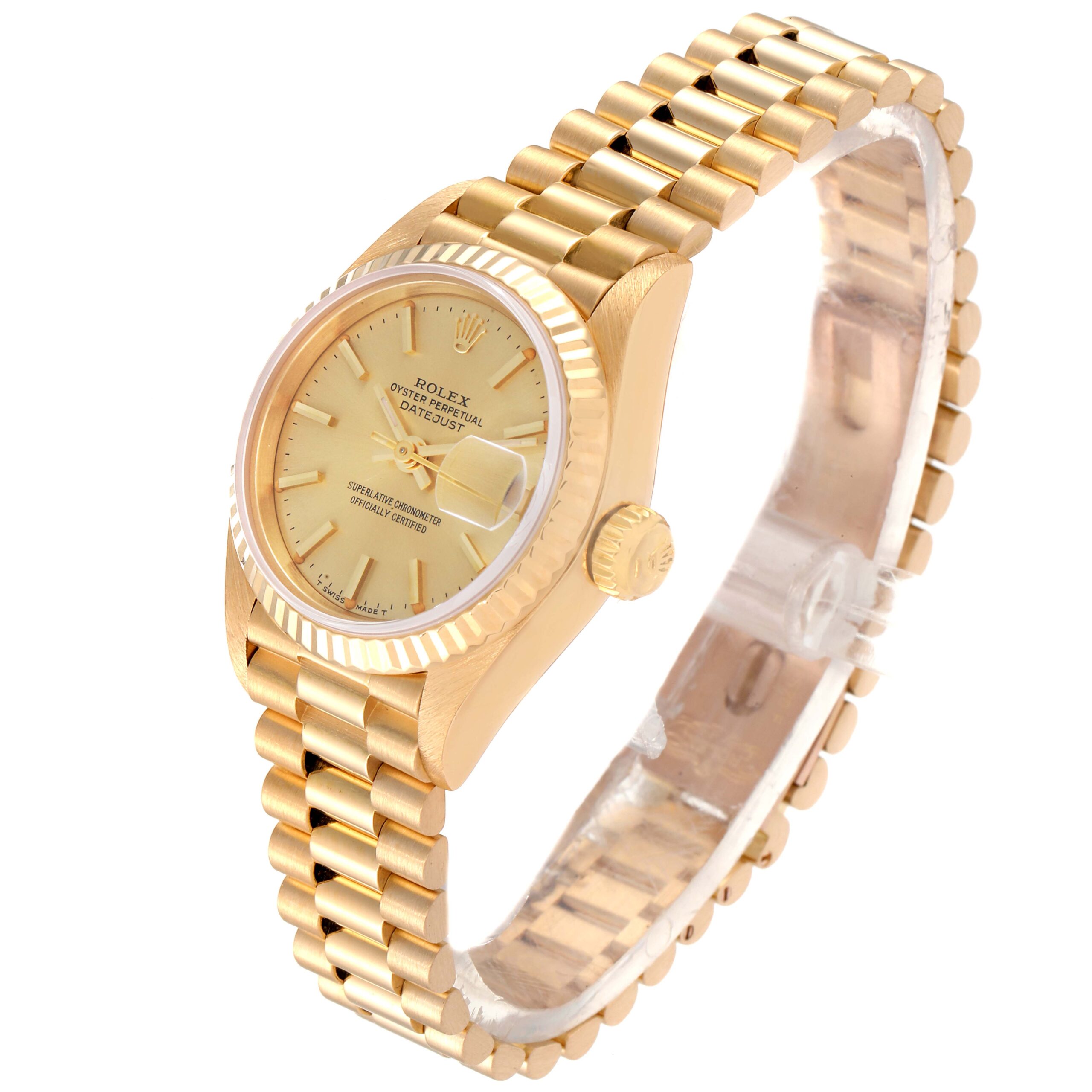 Rolex President Datejust 18K Yellow Gold Champagne Dial Ladies Watch 69178